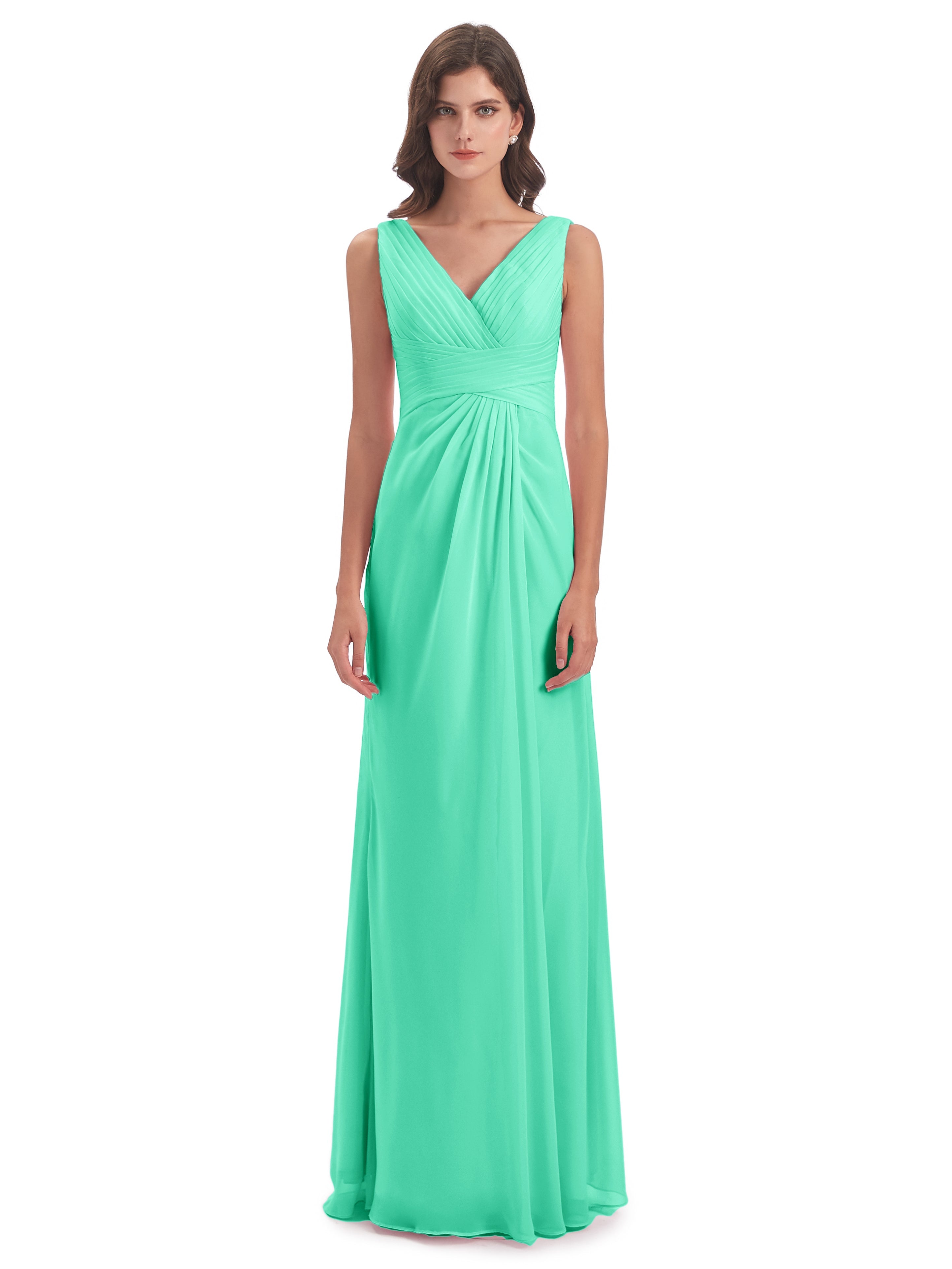 Robe Demoiselle D Honneur Turquoise Fendue Devant Mousseline Longue Robes Demoiselle D'Honneur