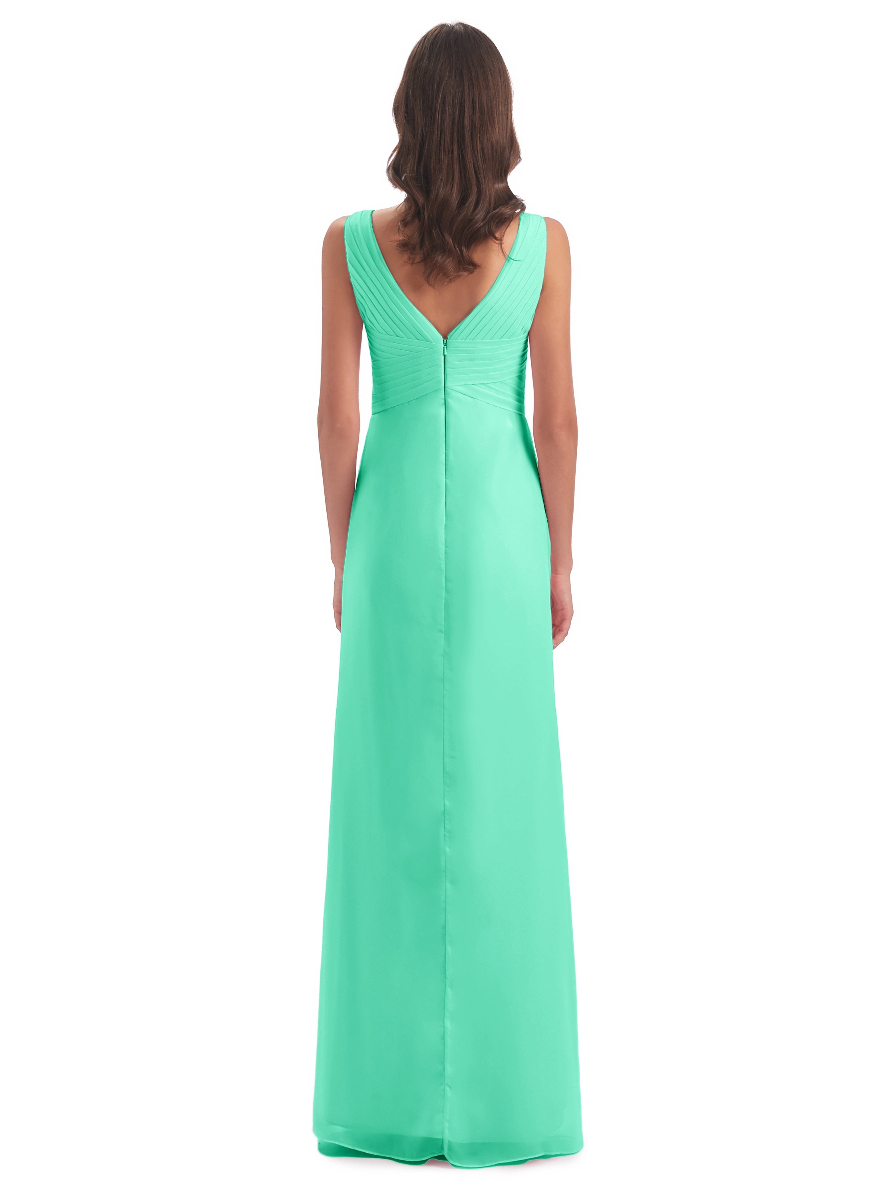 Robe Demoiselle D Honneur Turquoise Fendue Devant Mousseline Longue Robes Demoiselle D'Honneur