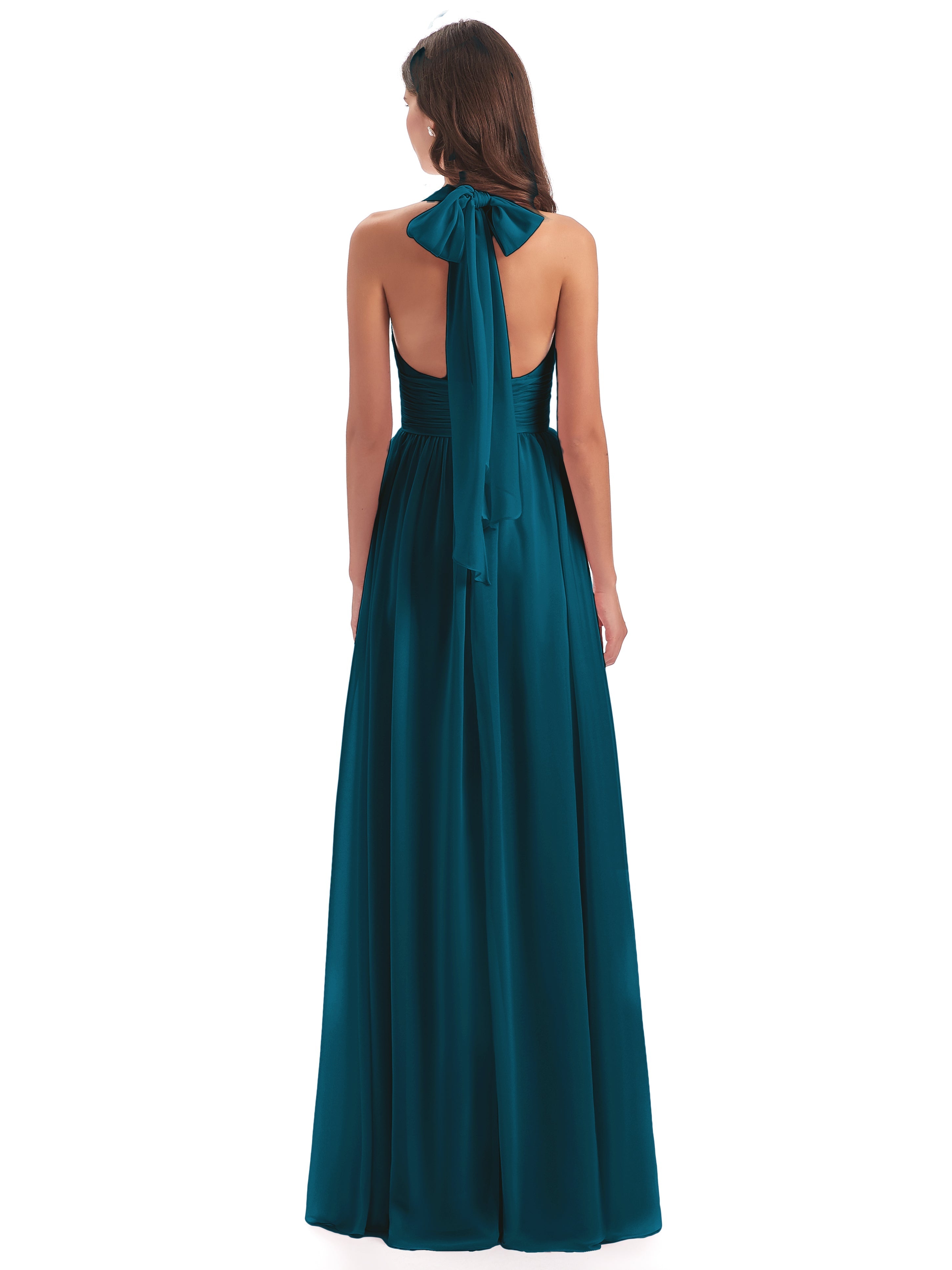 Robe De Demoiselle D'Honneur Bleu Encre Nœud Papillon Fendue Devant Robes Demoiselle D'Honneur