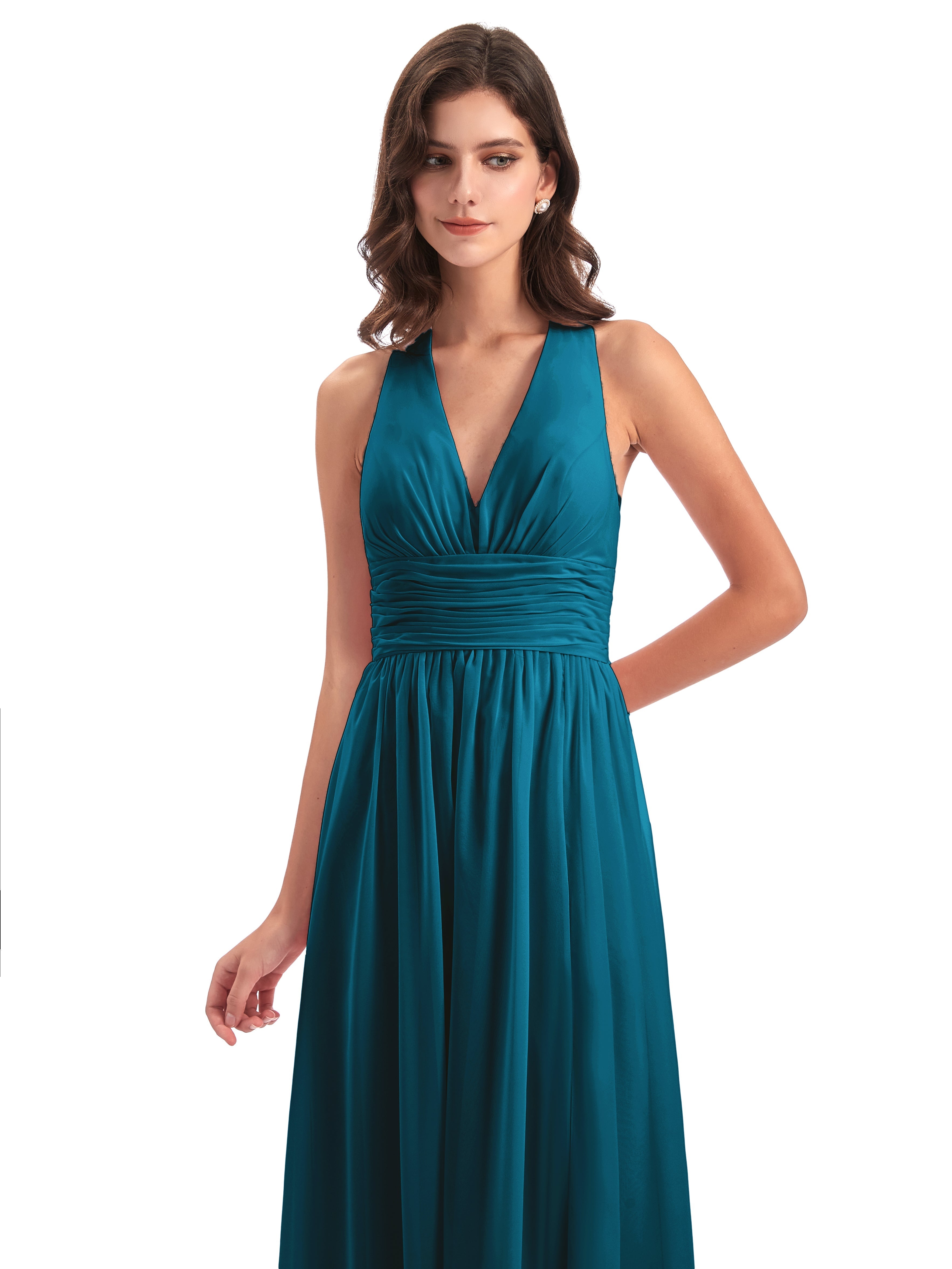 Robe De Demoiselle D'Honneur Bleu Encre Nœud Papillon Fendue Devant Robes Demoiselle D'Honneur