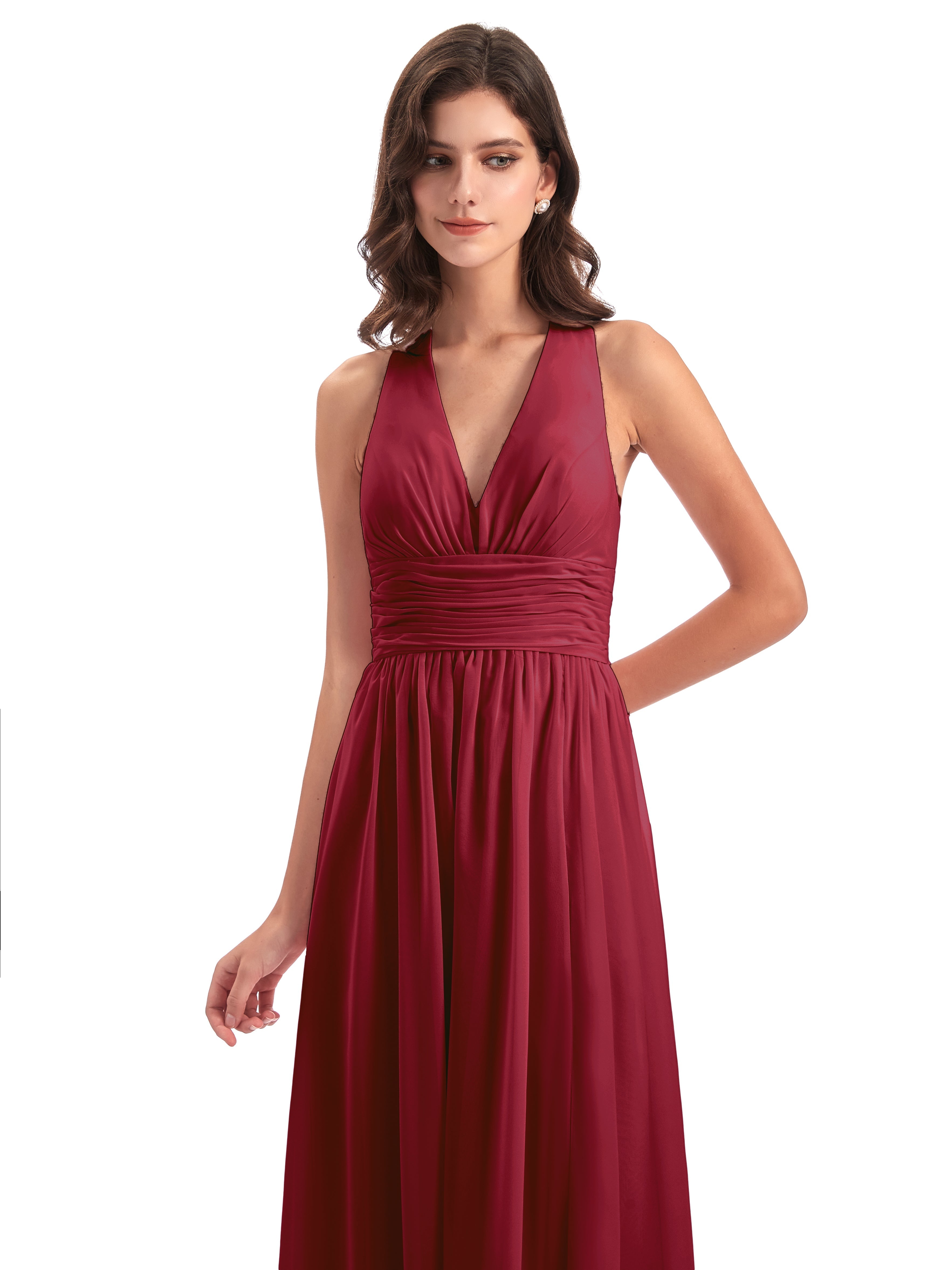 Robe Bordeaux Mariage Demoiselle D Honneur Nœud Papillon Fendue Devant Robes Demoiselle D'Honneur
