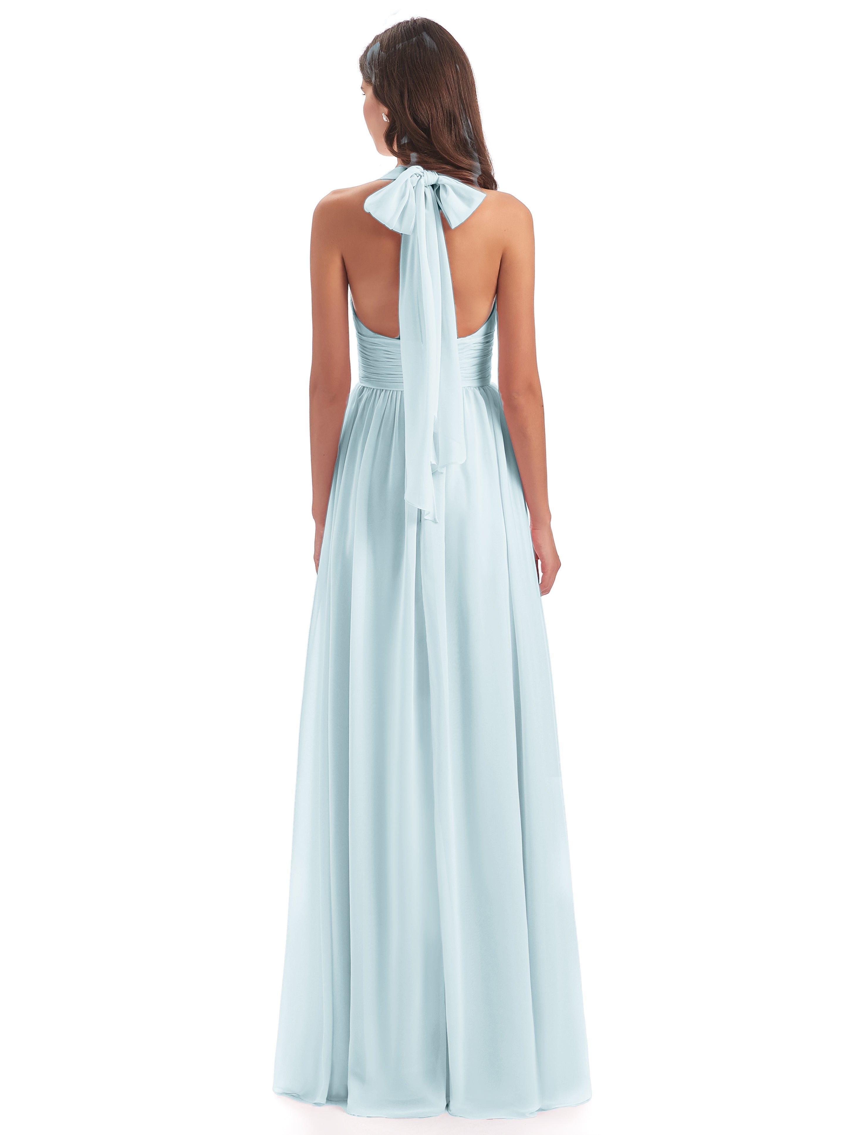 Robe De Demoiselle D'Honneur Brume Nœud Papillon Fendue Devant Robes Demoiselle D'Honneur