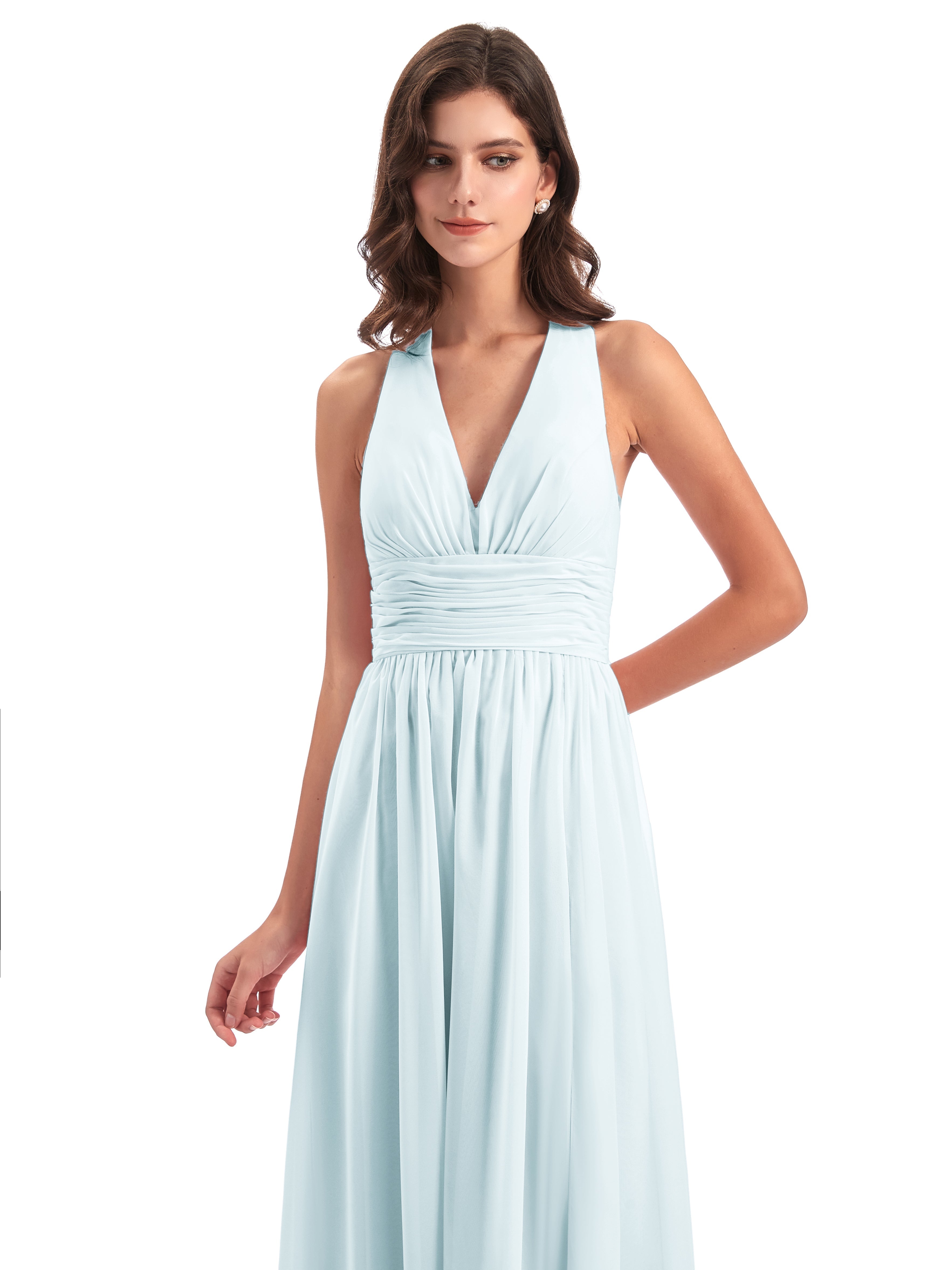 Robe De Demoiselle D'Honneur Brume Nœud Papillon Fendue Devant Robes Demoiselle D'Honneur
