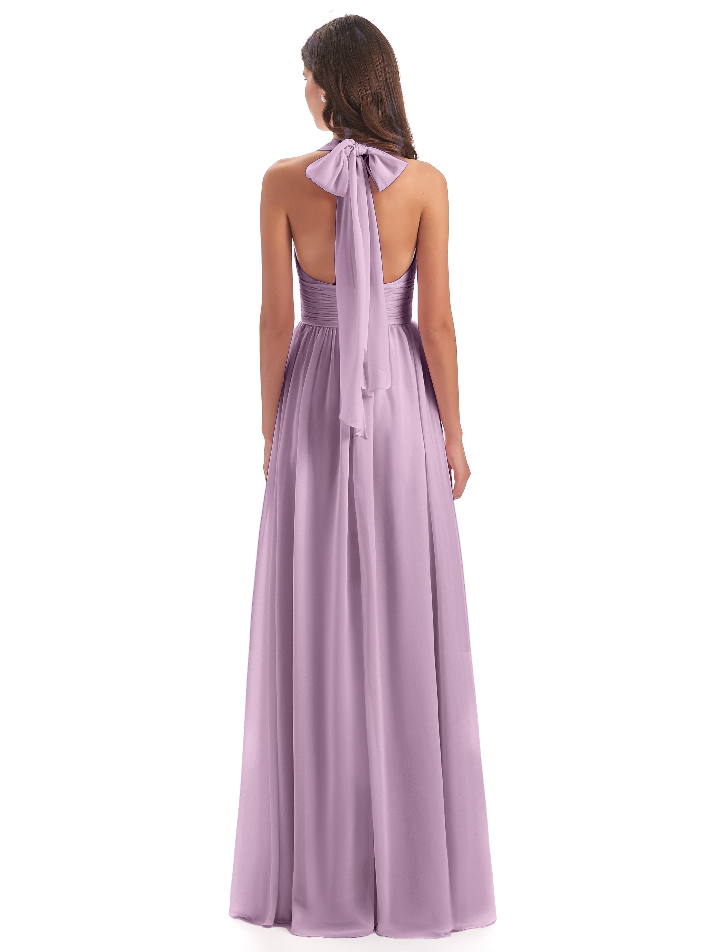 Robes De Demoiselle D'Honneur Glycine Nœud Papillon Fendue Devant Robes Demoiselle D'Honneur