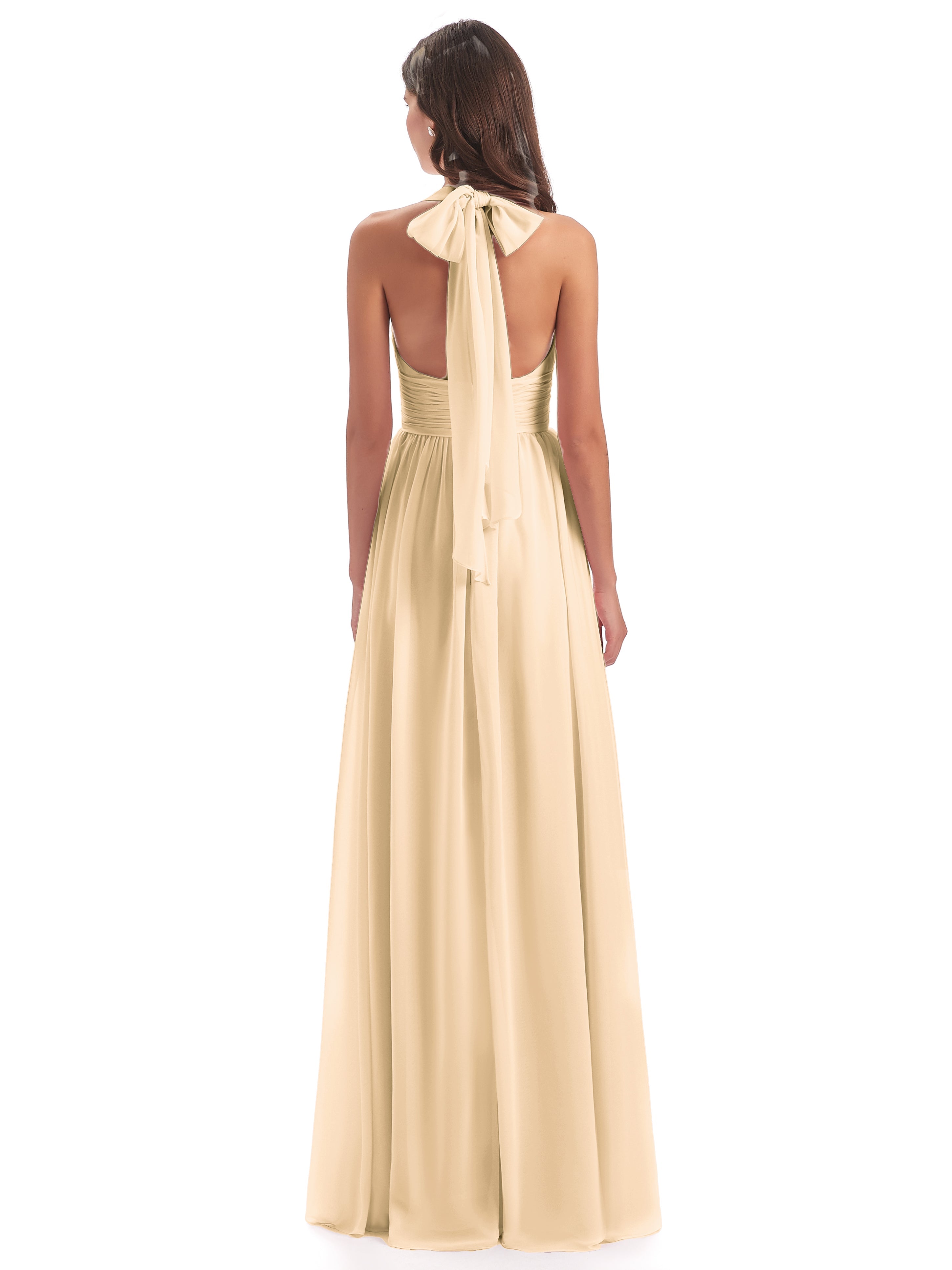 Robe Demoiselle D Honneur Rose Peche Nœud Papillon Fendue Devant Robes Demoiselle D'Honneur