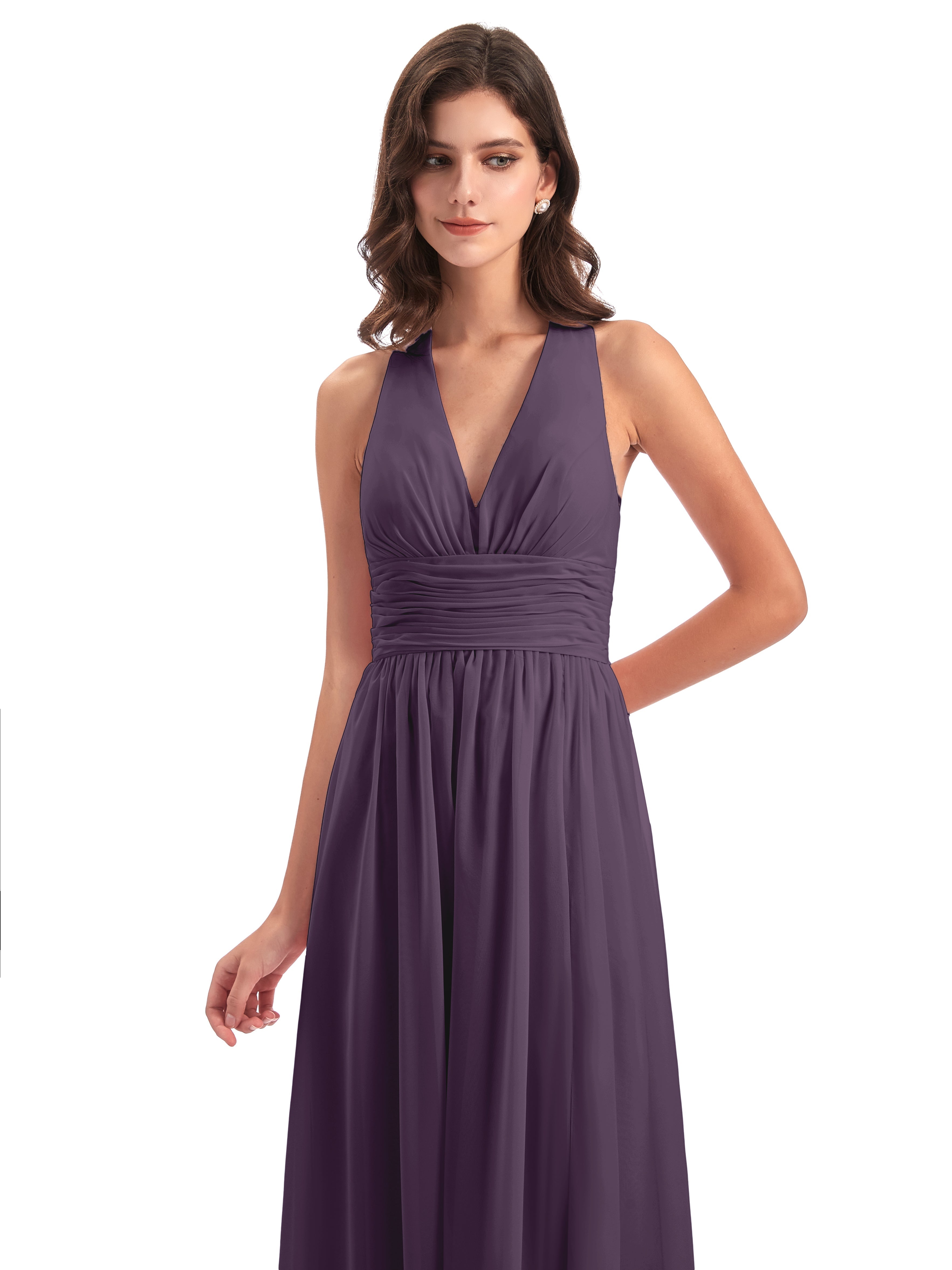 Robe De Demoiselle D'Honneur En Plum Nœud Papillon Fendue Devant Robes Demoiselle D'Honneur