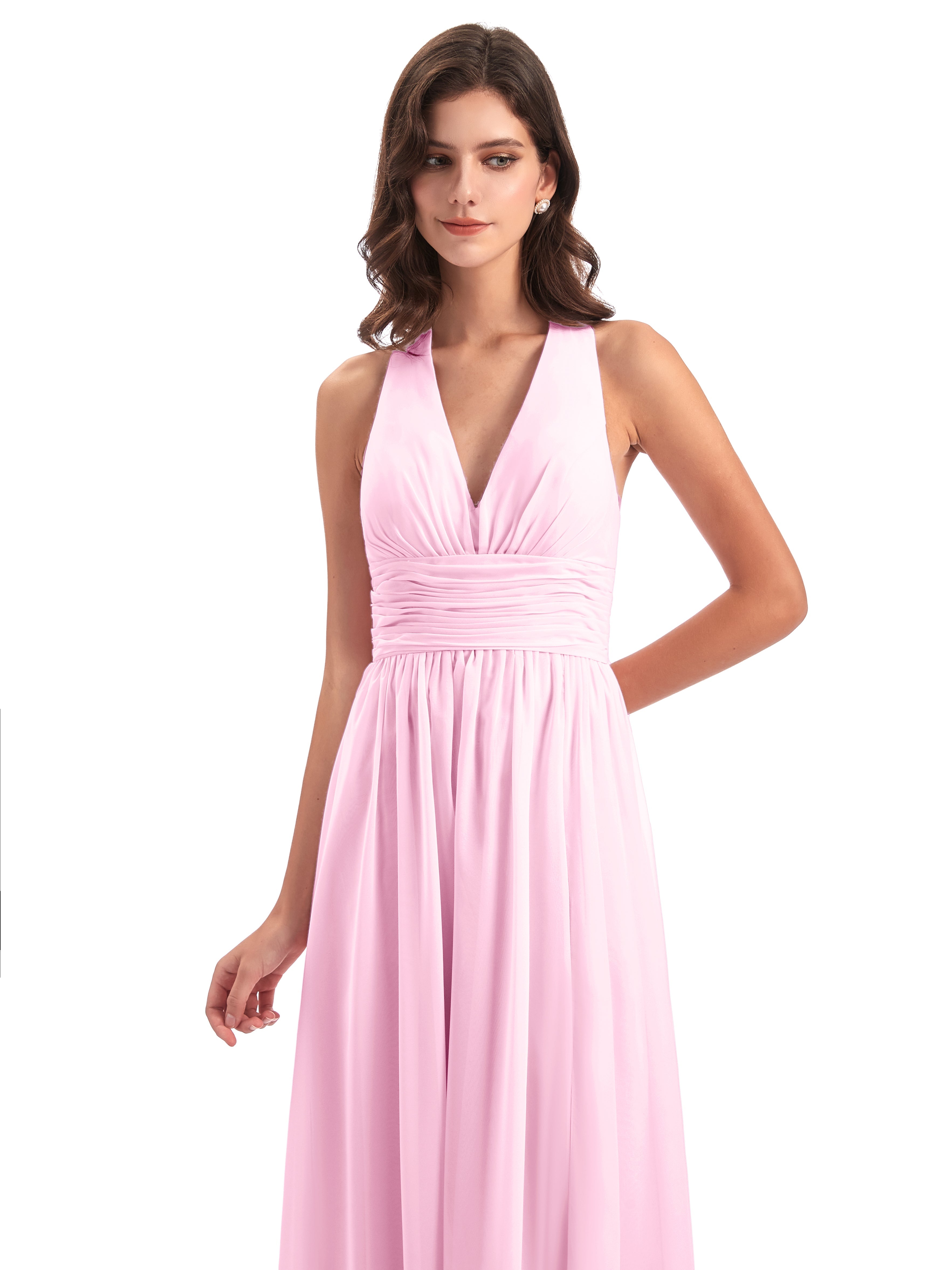 Robes De Demoiselle D'Honneur Rose Bonbon Nœud Papillon Fendue Devant Robes Demoiselle D'Honneur