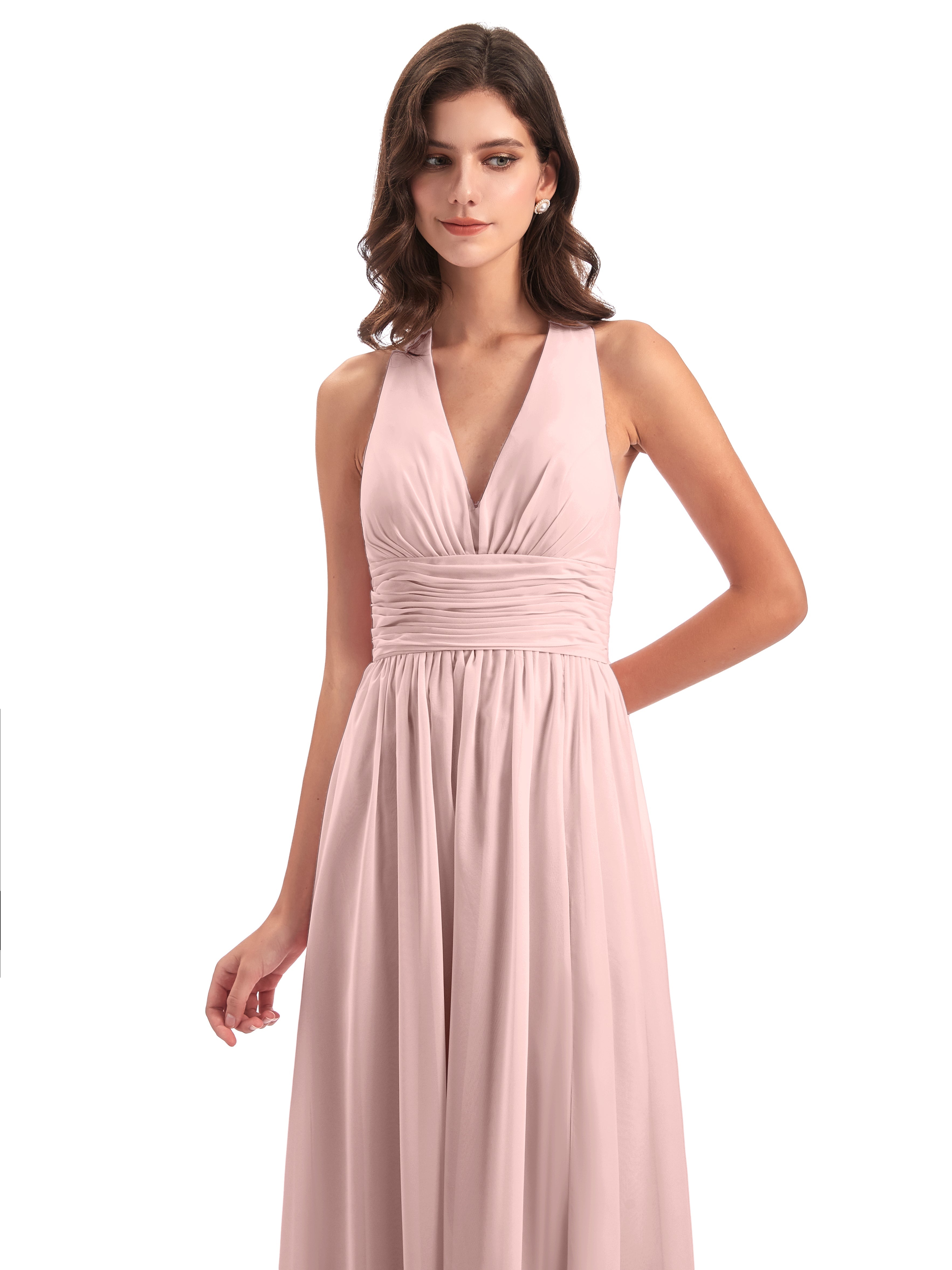 Toutes Les Robes De Demoiselle D'Honneur De Rose Poudrée Nœud Papillon Fendue Devant Robes Demoiselle D'Honneur
