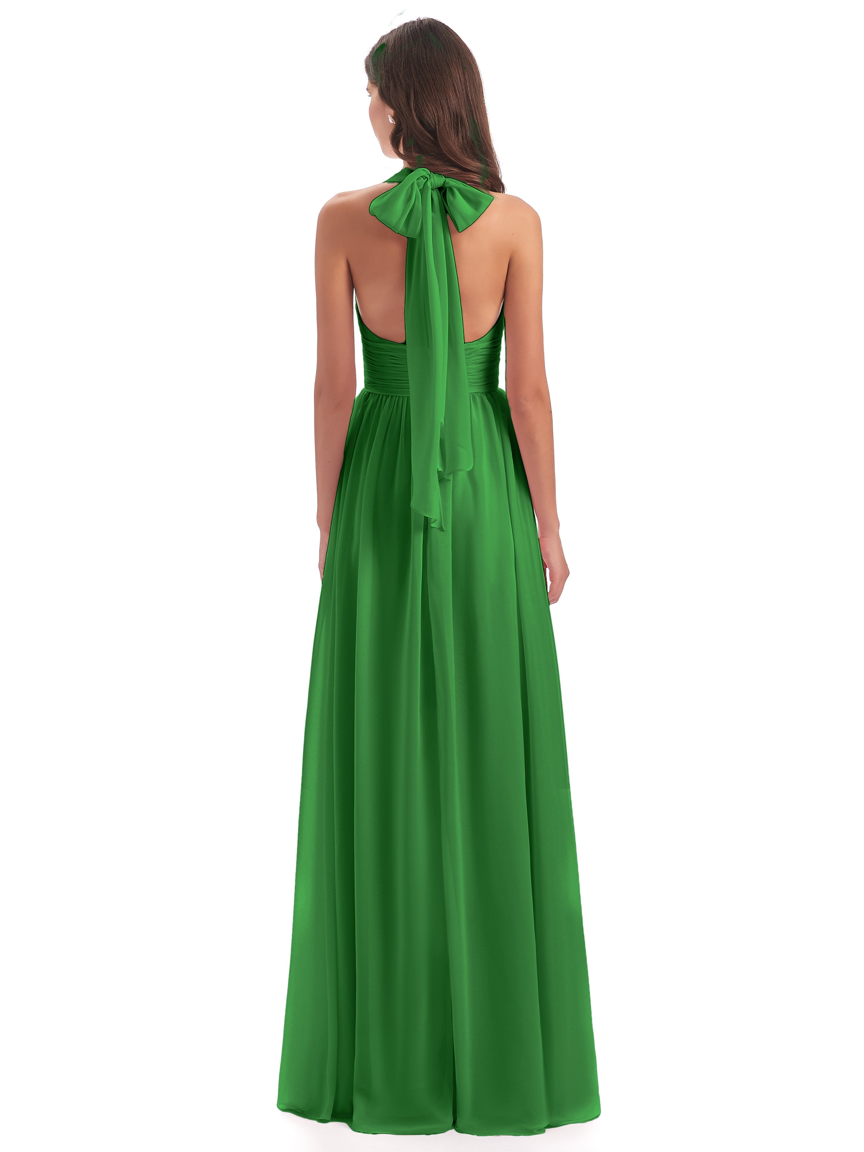 Robe Vert Demoiselle D Honneur Nœud Papillon Fendue Devant Robes Demoiselle D'Honneur