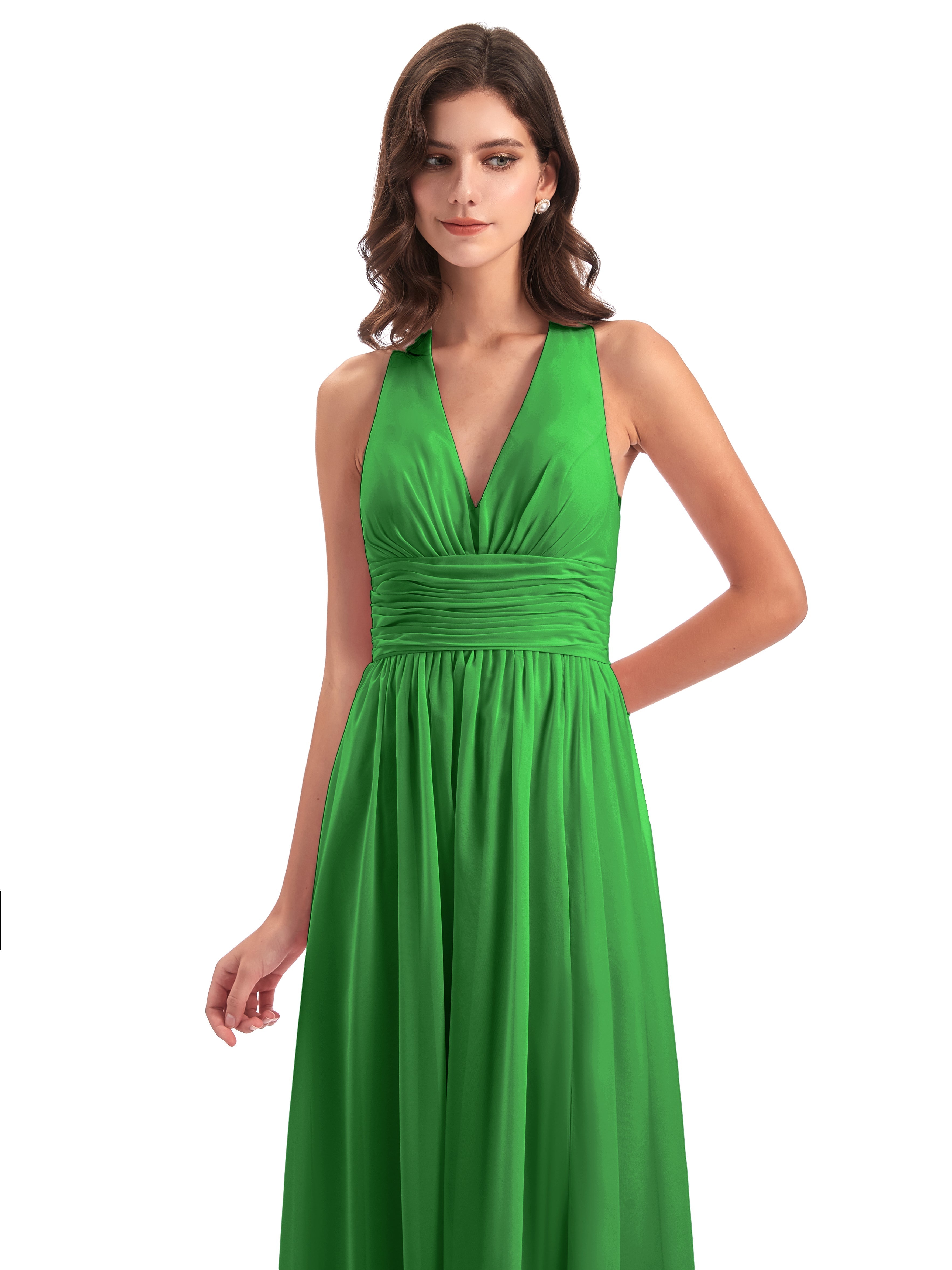Robe Vert Demoiselle D Honneur Nœud Papillon Fendue Devant Robes Demoiselle D'Honneur