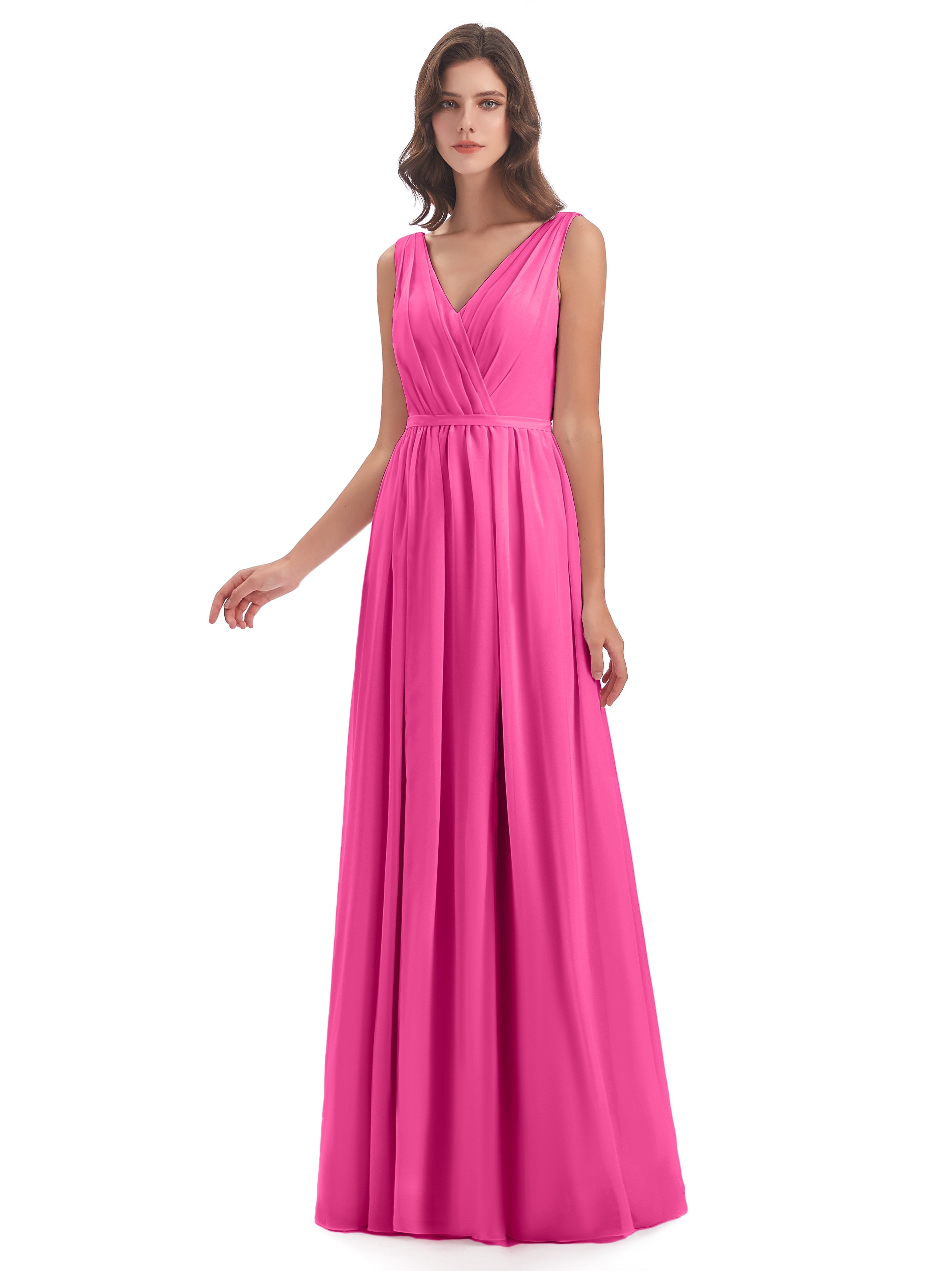 Robe Demoiselle D Honneur Azalée Fourreau/Colonne Col V Mousseline Robes Demoiselle D'Honneur