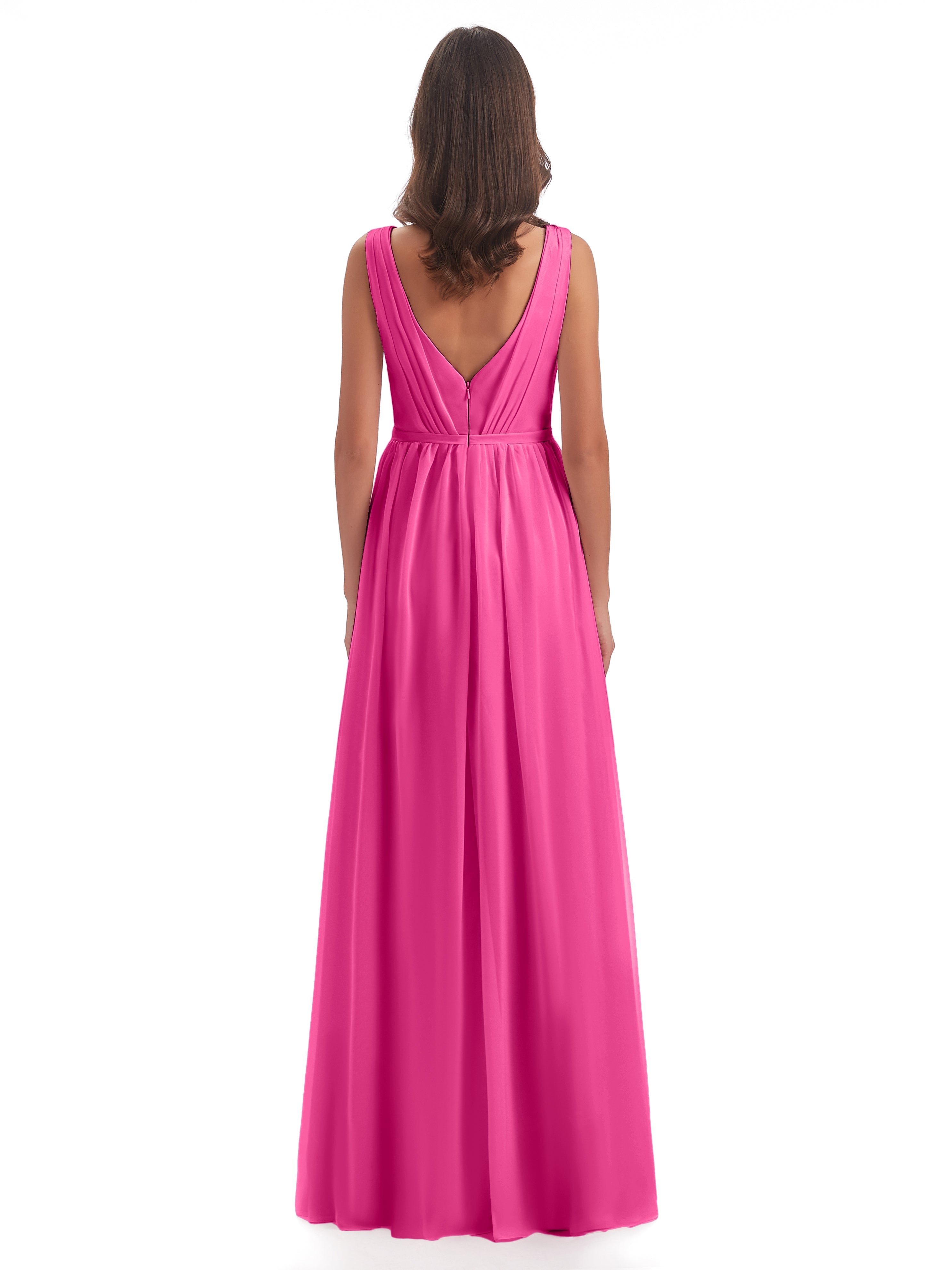 Robe Demoiselle D Honneur Azalée Fourreau/Colonne Col V Mousseline Robes Demoiselle D'Honneur