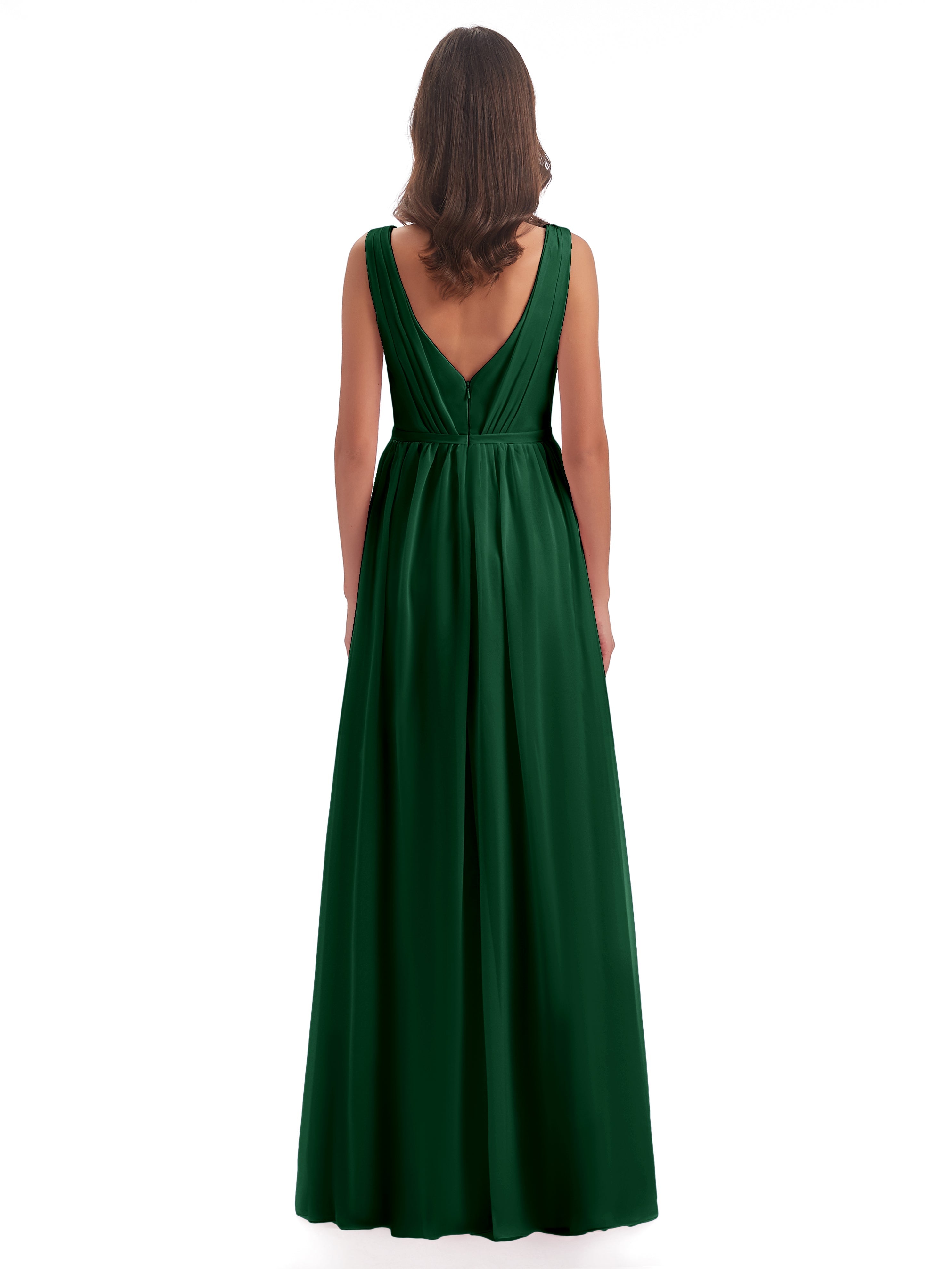 Demoiselle D'Honneur Vert Foncé Fourreau/Colonne Col V Mousseline Robes Demoiselle D'Honneur