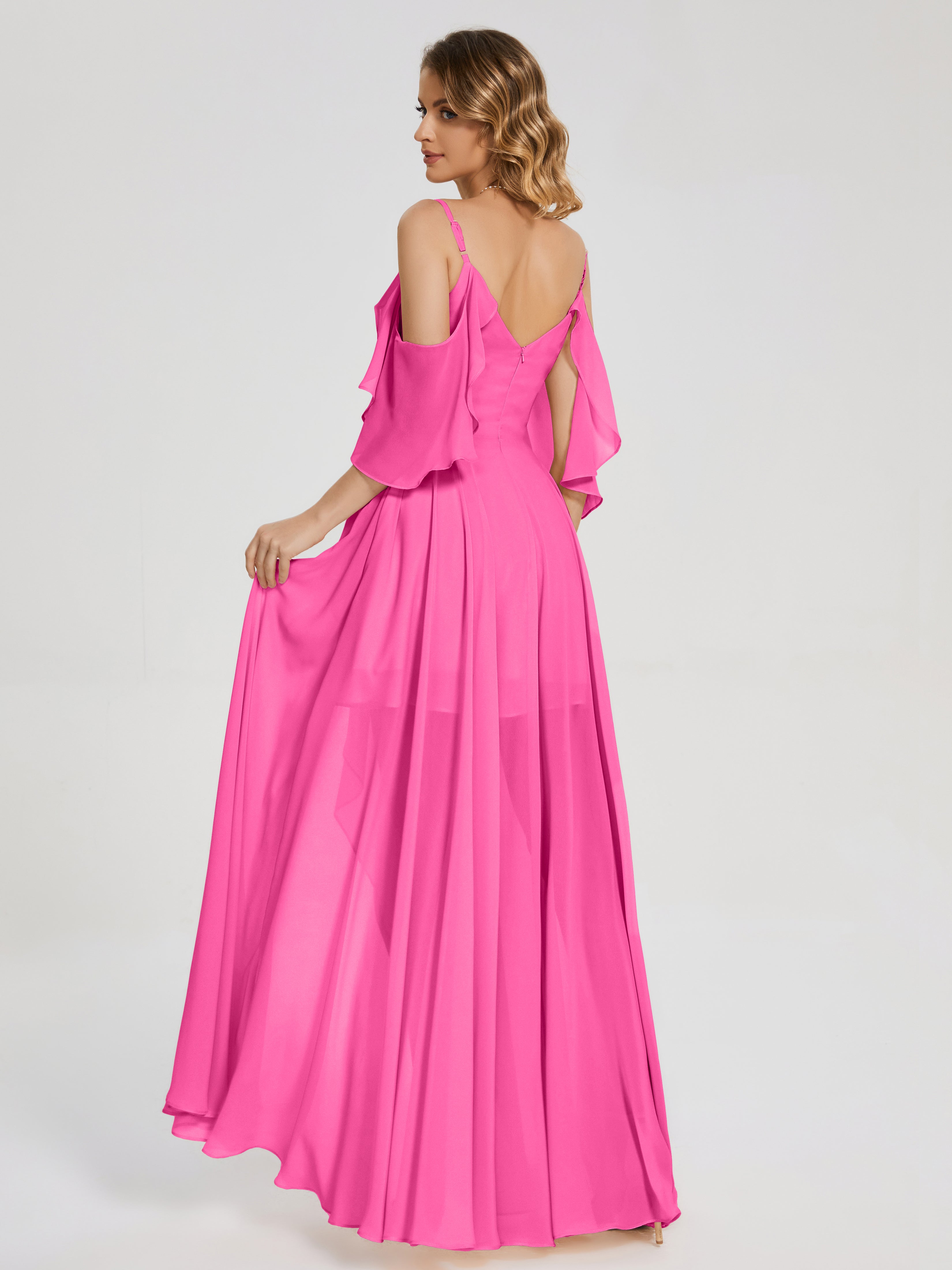 Robe Demoiselle D Honneur Azalée Asymétrique Hors-La-Épaule Mousseline Robes Demoiselle D'Honneur