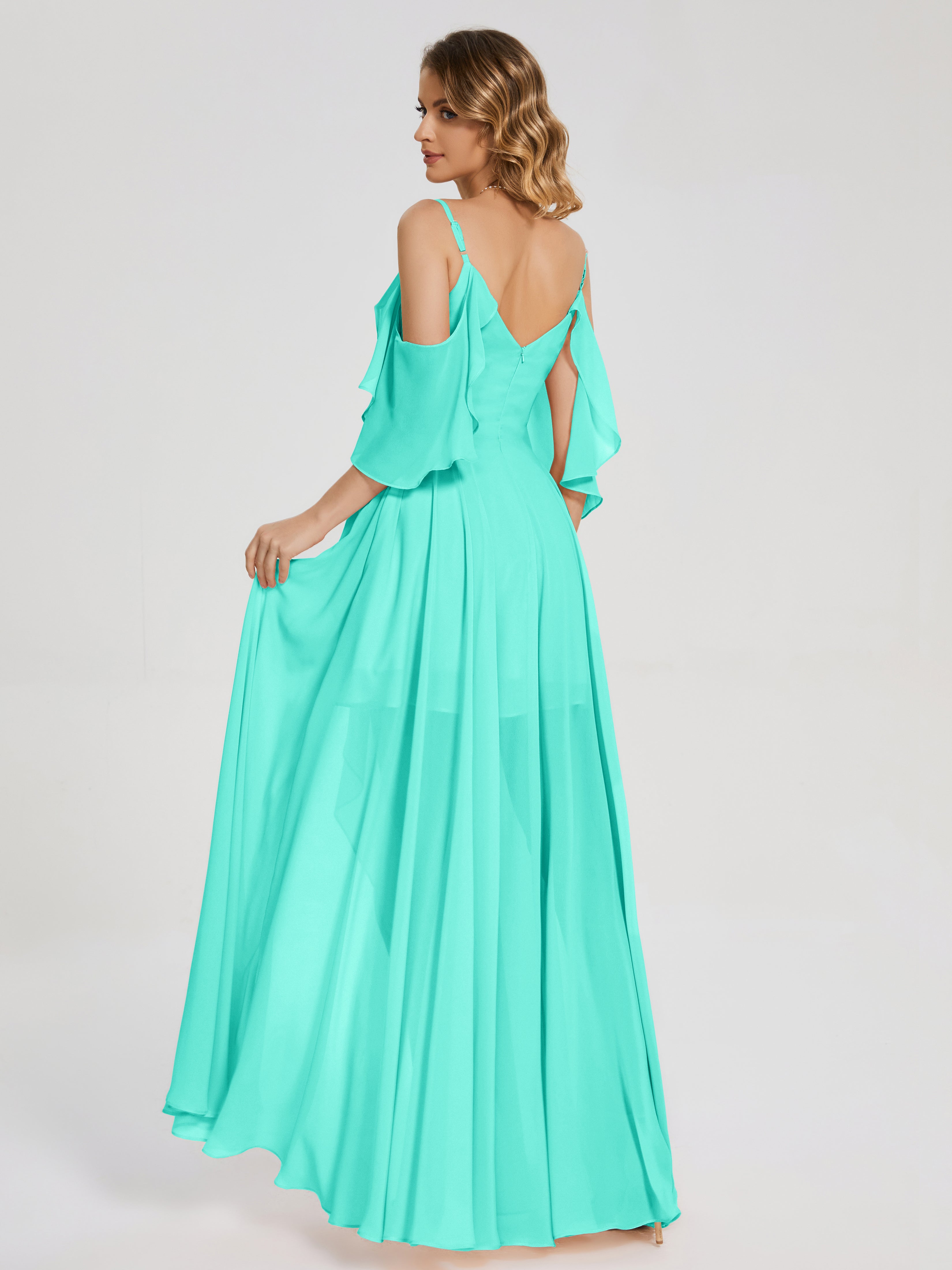 Robes De Demoiselle D'Honneur Spa Asymétrique Hors-La-Épaule Mousseline Robes Demoiselle D'Honneur