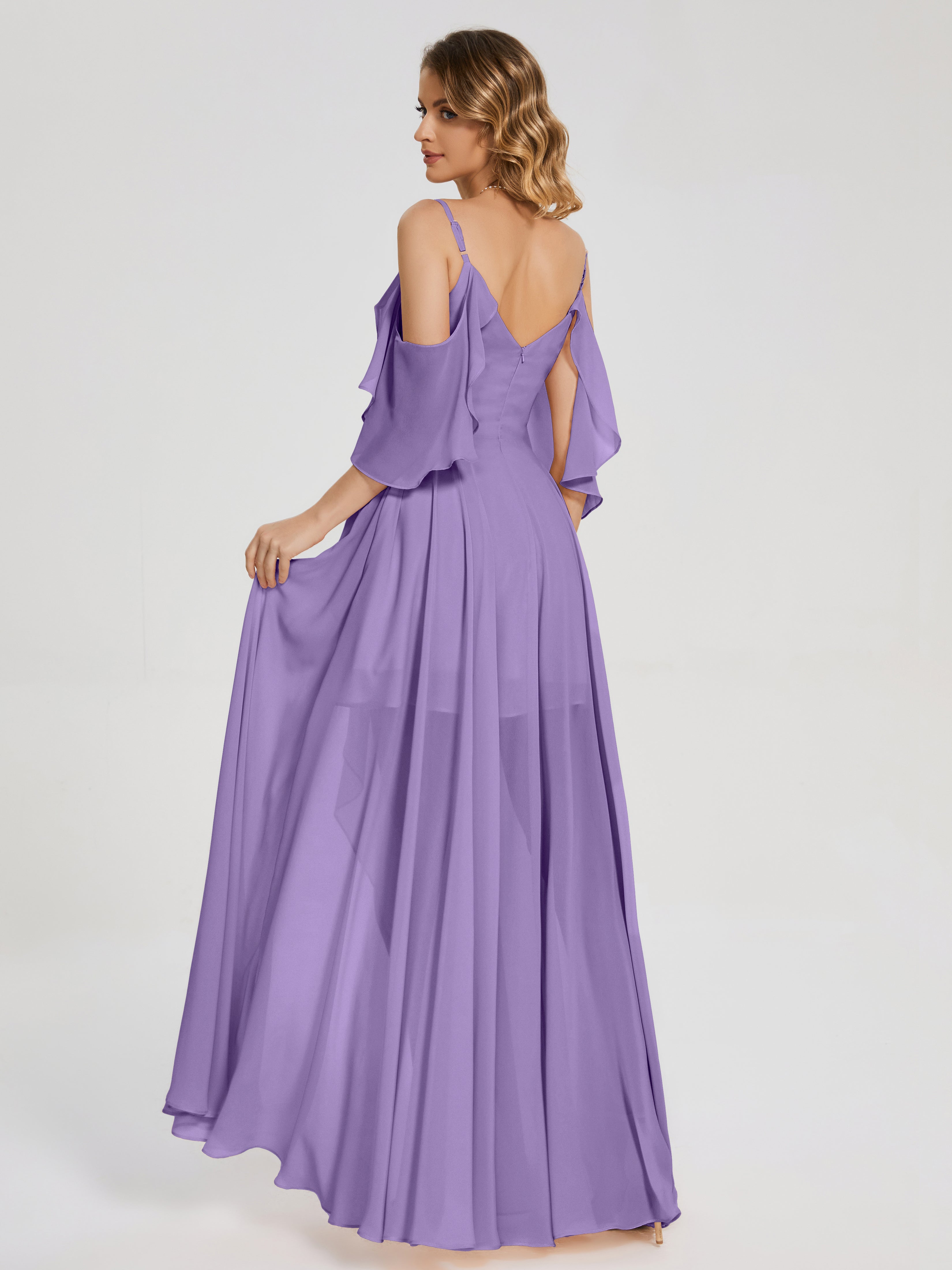 Robes De Demoiselle D'Honneur Tahiti Asymétrique Hors-La-Épaule Mousseline Robes Demoiselle D'Honneur