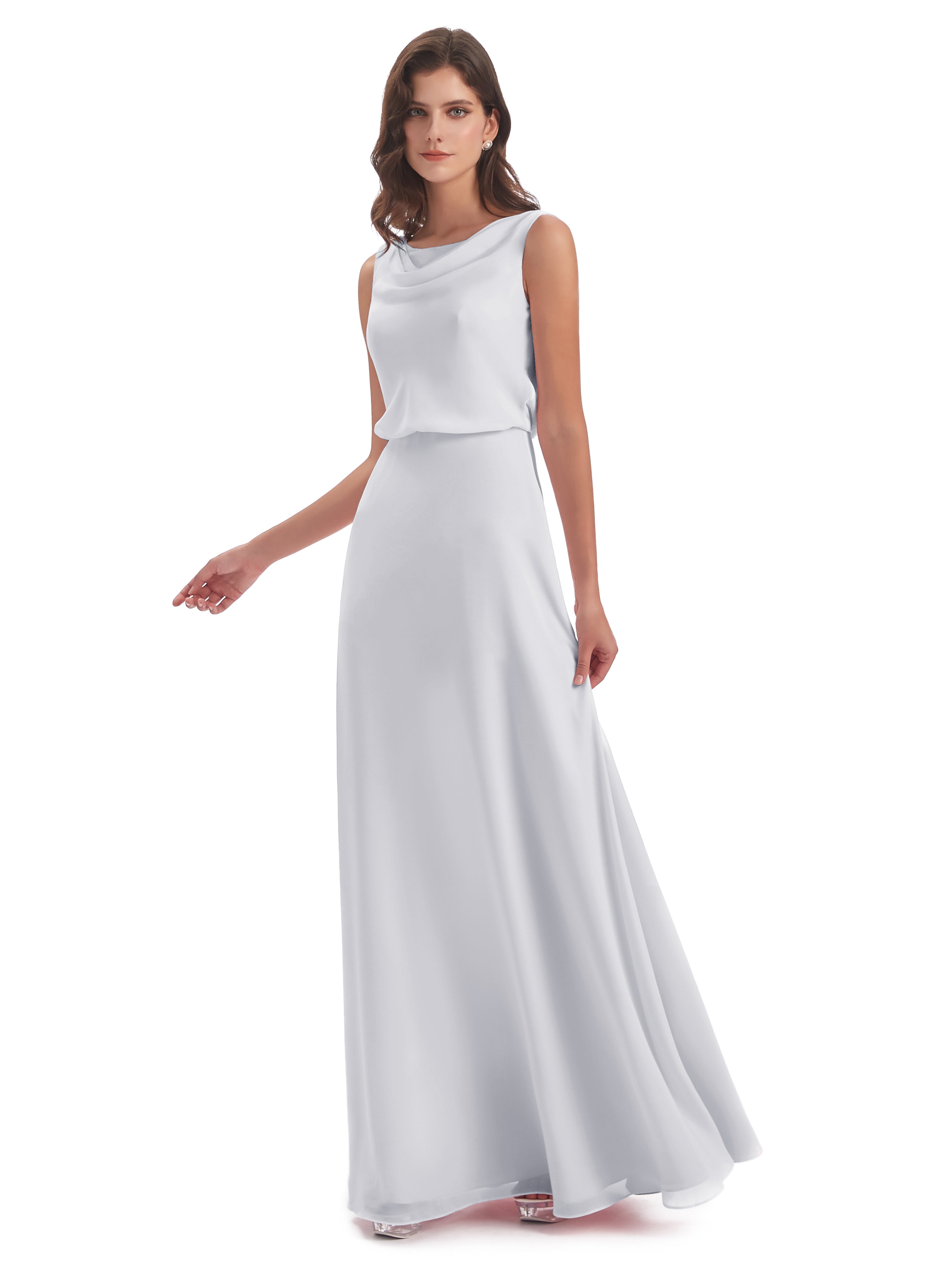 Robe Blanche Demoiselle D Honneur Femme Lilou Fourreau/Colonne Col Bénitier Robes Demoiselle D'Honneur