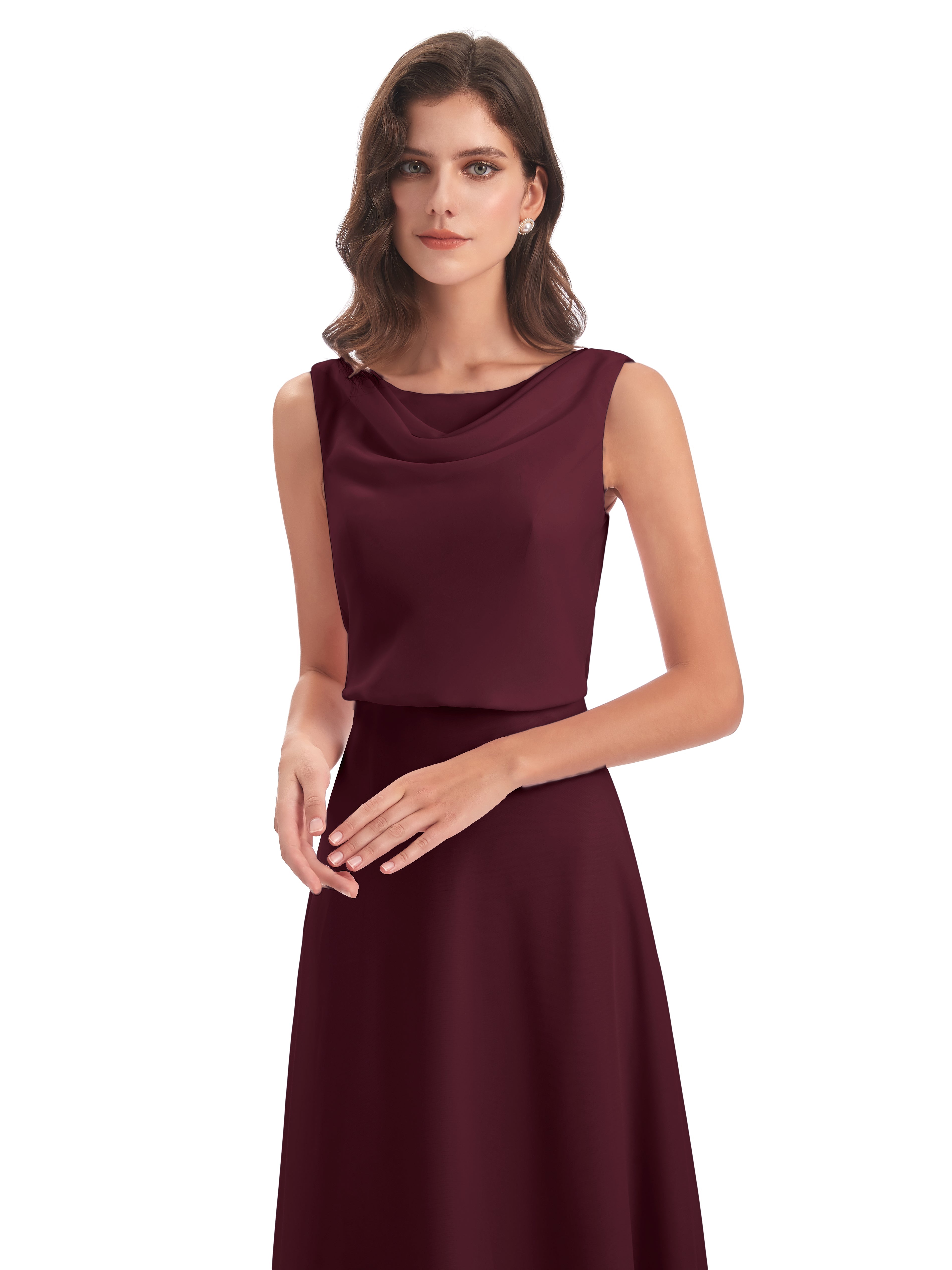 Robes De Demoiselle D'Honneur Cabernet Lilou Fourreau/Colonne Col Bénitier Robes Demoiselle D'Honneur