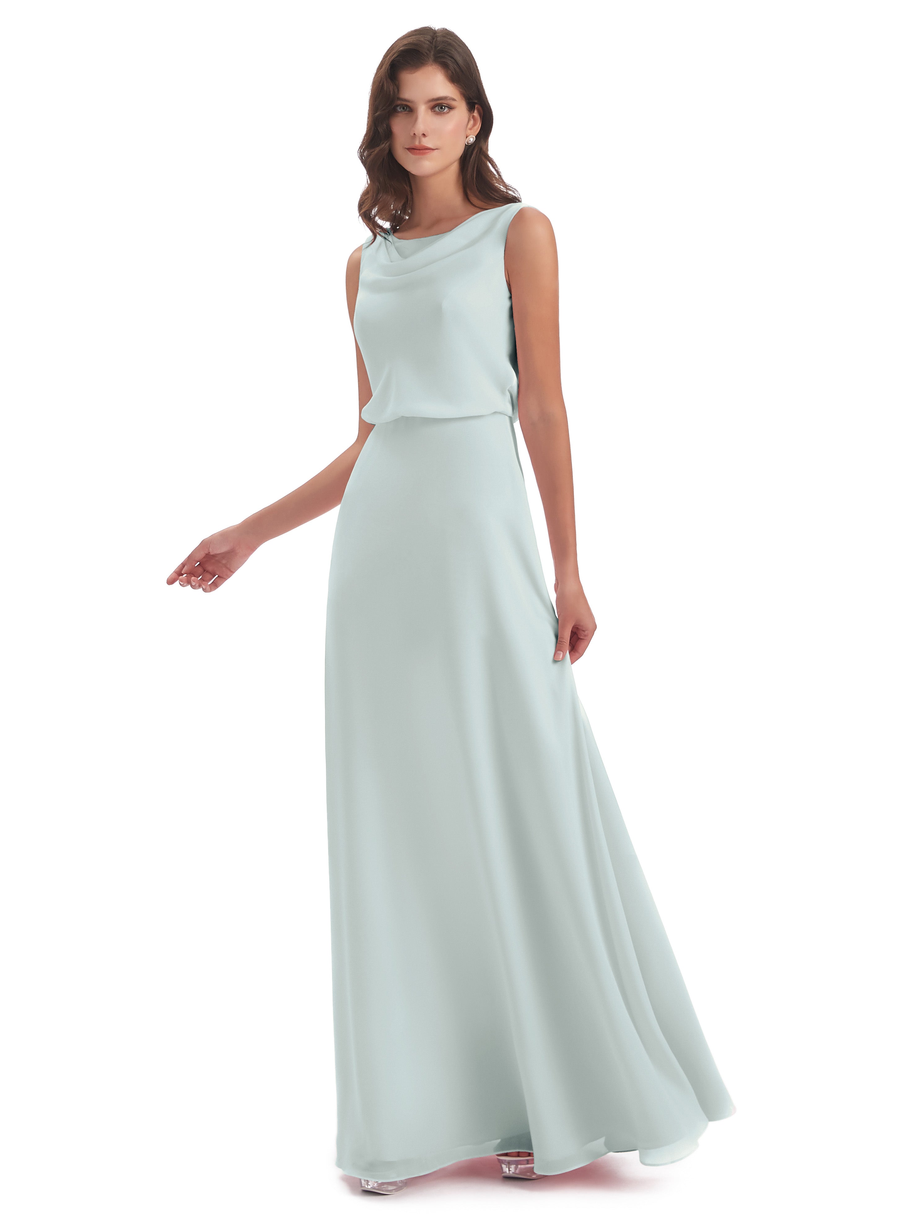 Robes De Demoiselle D'Honneur Celadon Lilou Fourreau/Colonne Col Bénitier Robes Demoiselle D'Honneur