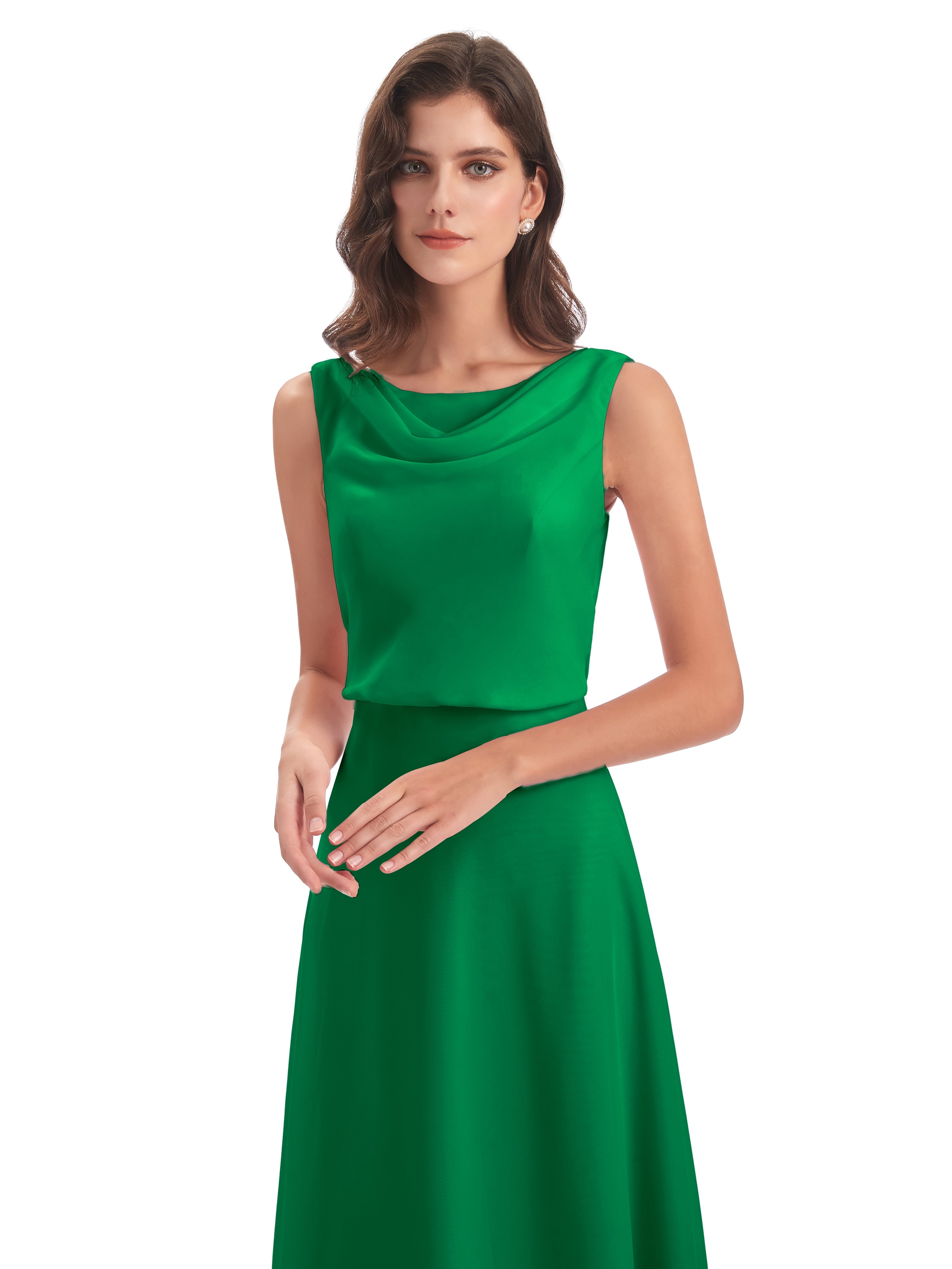 Bridal Robe Demoiselle D Honneur Vert Emeraude Lilou Fourreau/Colonne Col Bénitier Robes Demoiselle D'Honneur