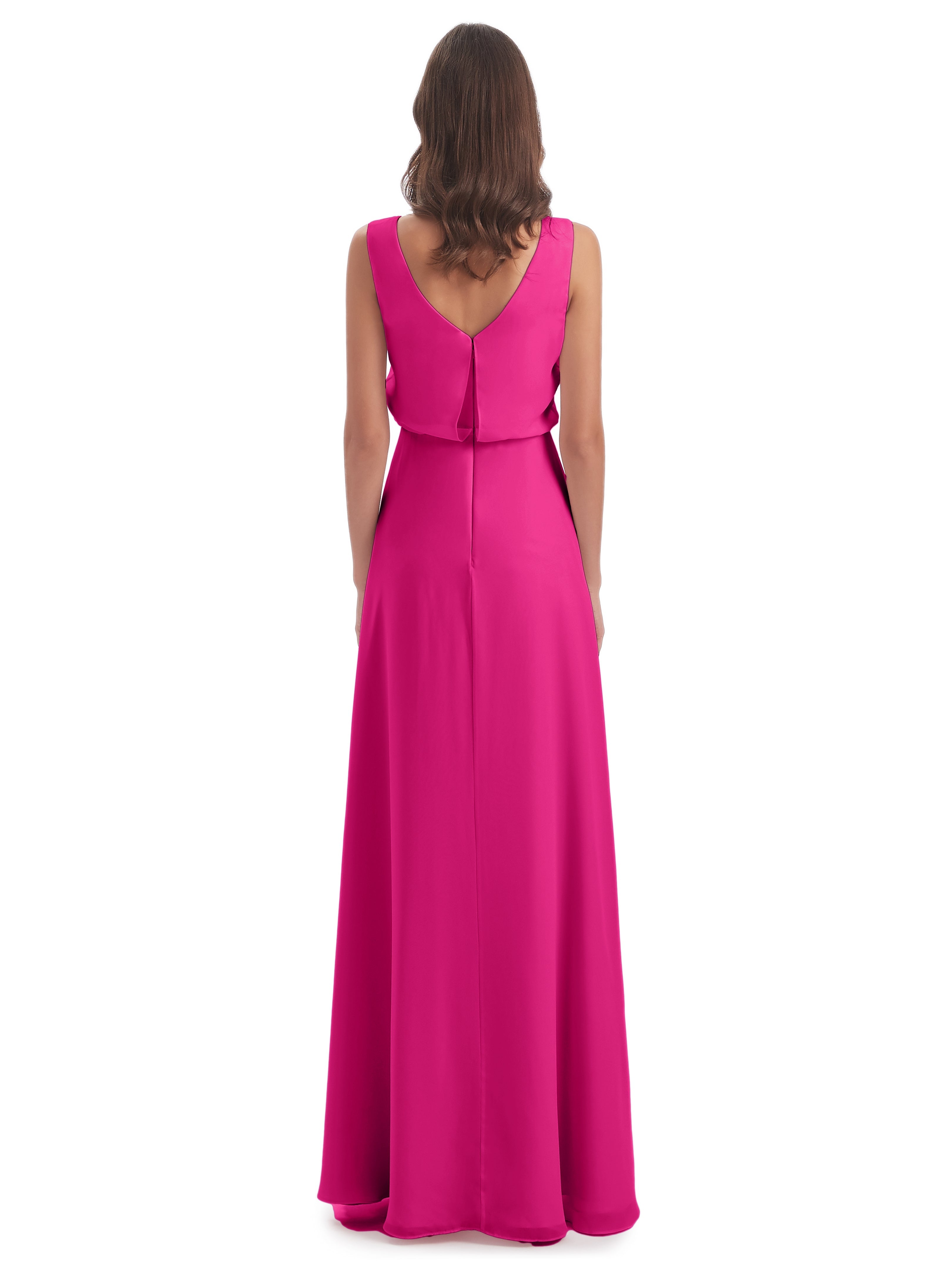 Robes De Demoiselle D'Honneur Rose Fuchsia Lilou Fourreau/Colonne Col Bénitier Robes Demoiselle D'Honneur