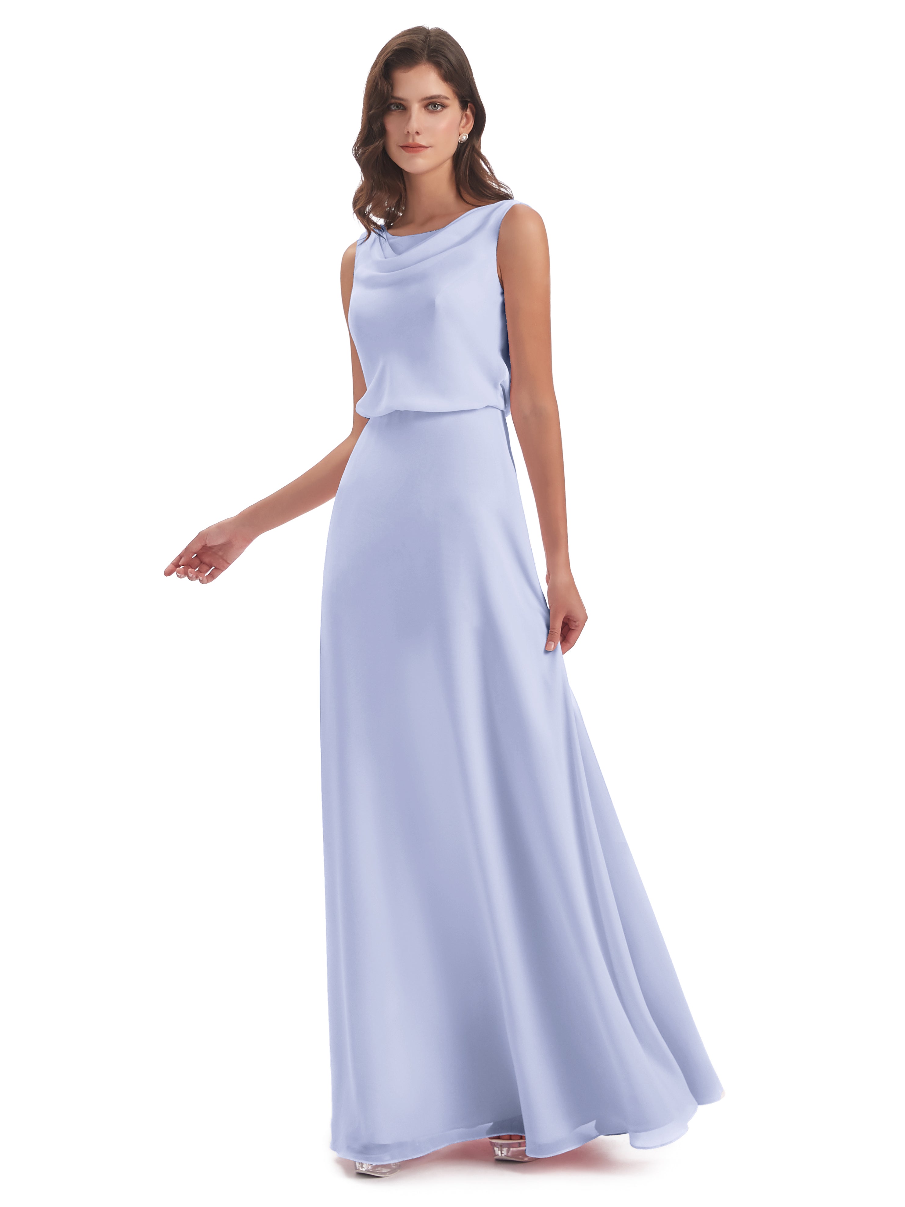 Robe Demoiselle D Honneur Couleur Lavande Lilou Fourreau/Colonne Col Bénitier Robes Demoiselle D'Honneur