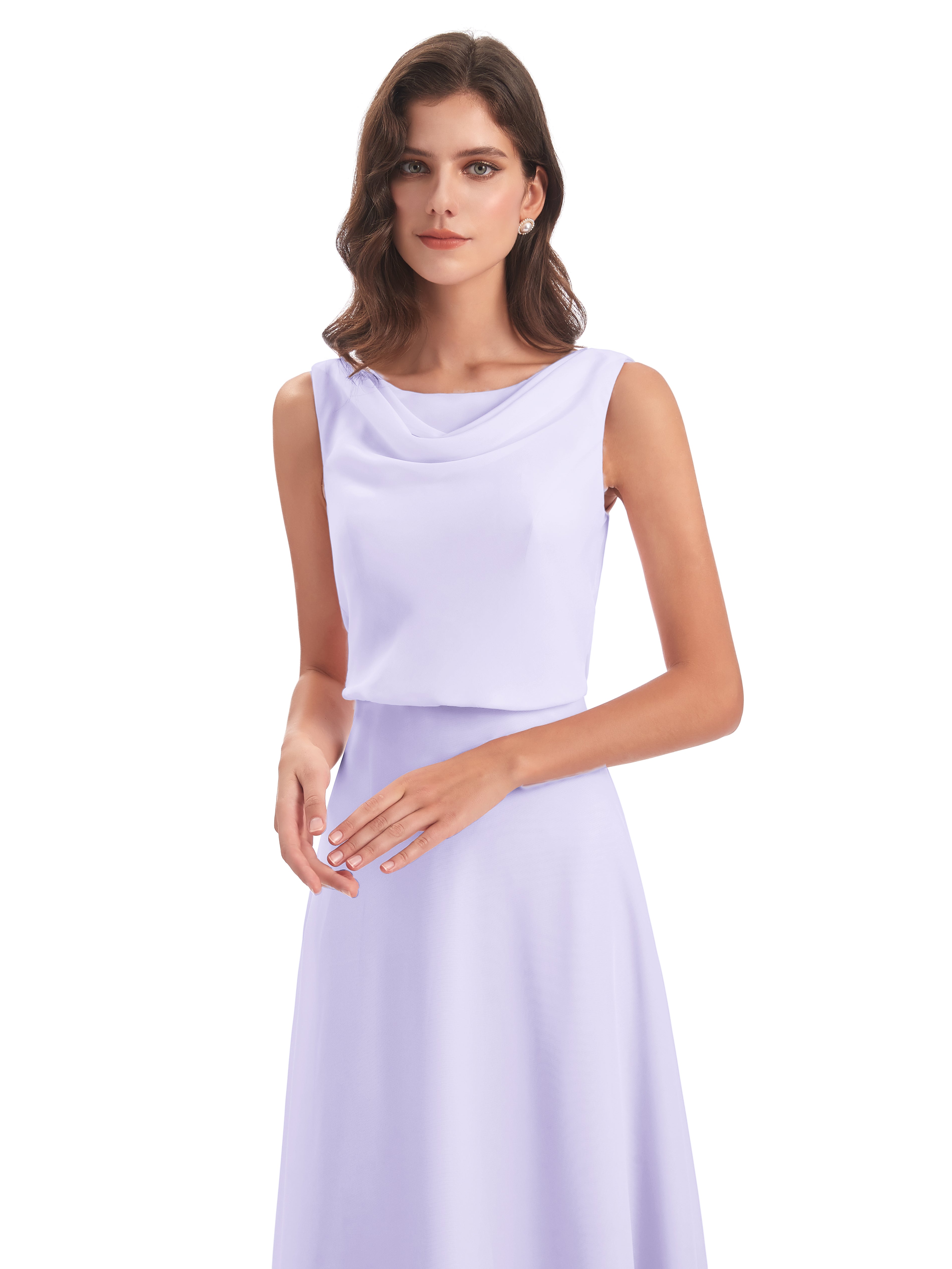 Robe Demoiselle Honneur Lilas Lilou Fourreau/Colonne Col Bénitier Robes Demoiselle D'Honneur
