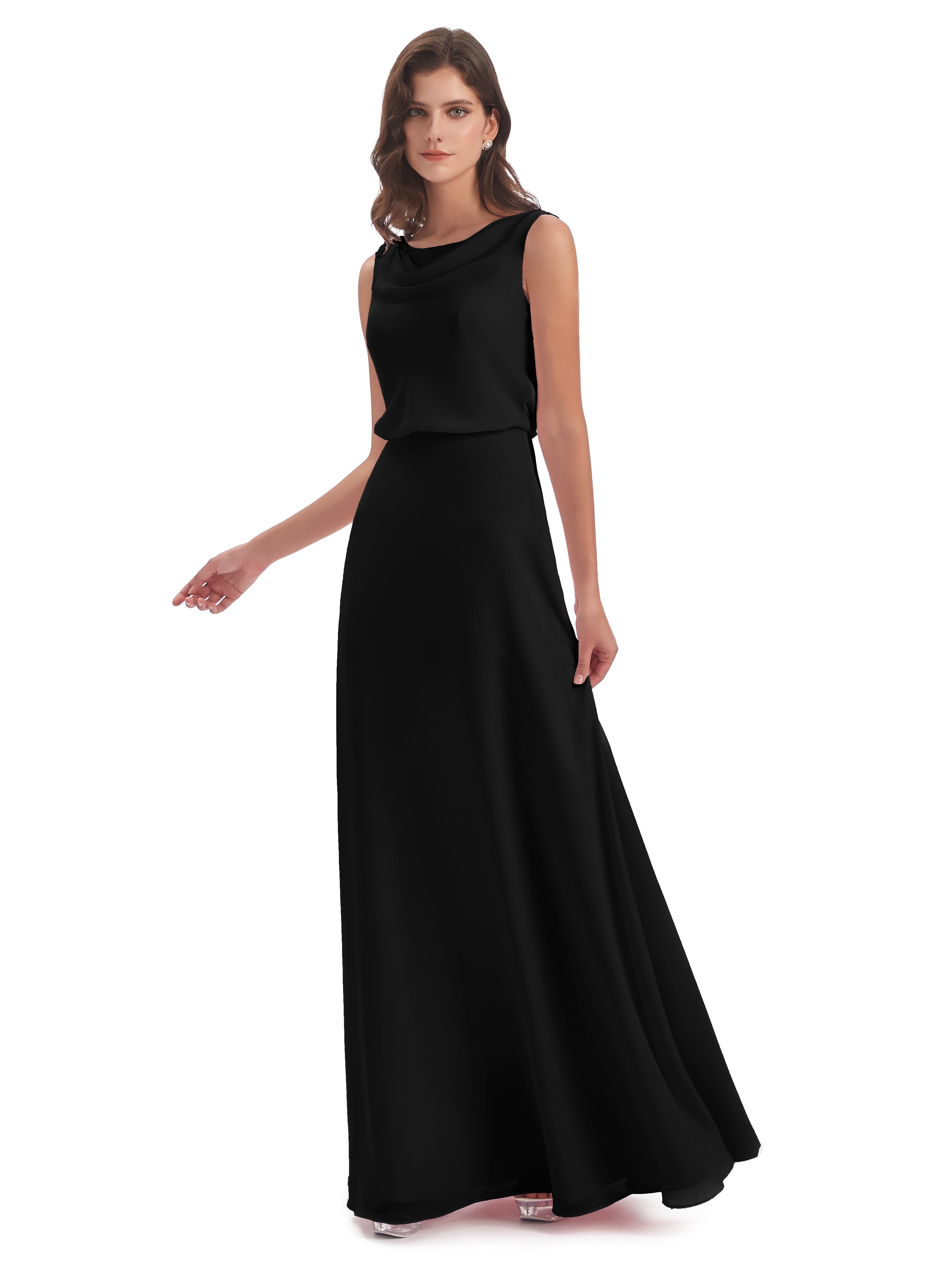 Robe De Demoiselle D Honneur Noir Lilou Fourreau/Colonne Col Bénitier Robes Demoiselle D'Honneur