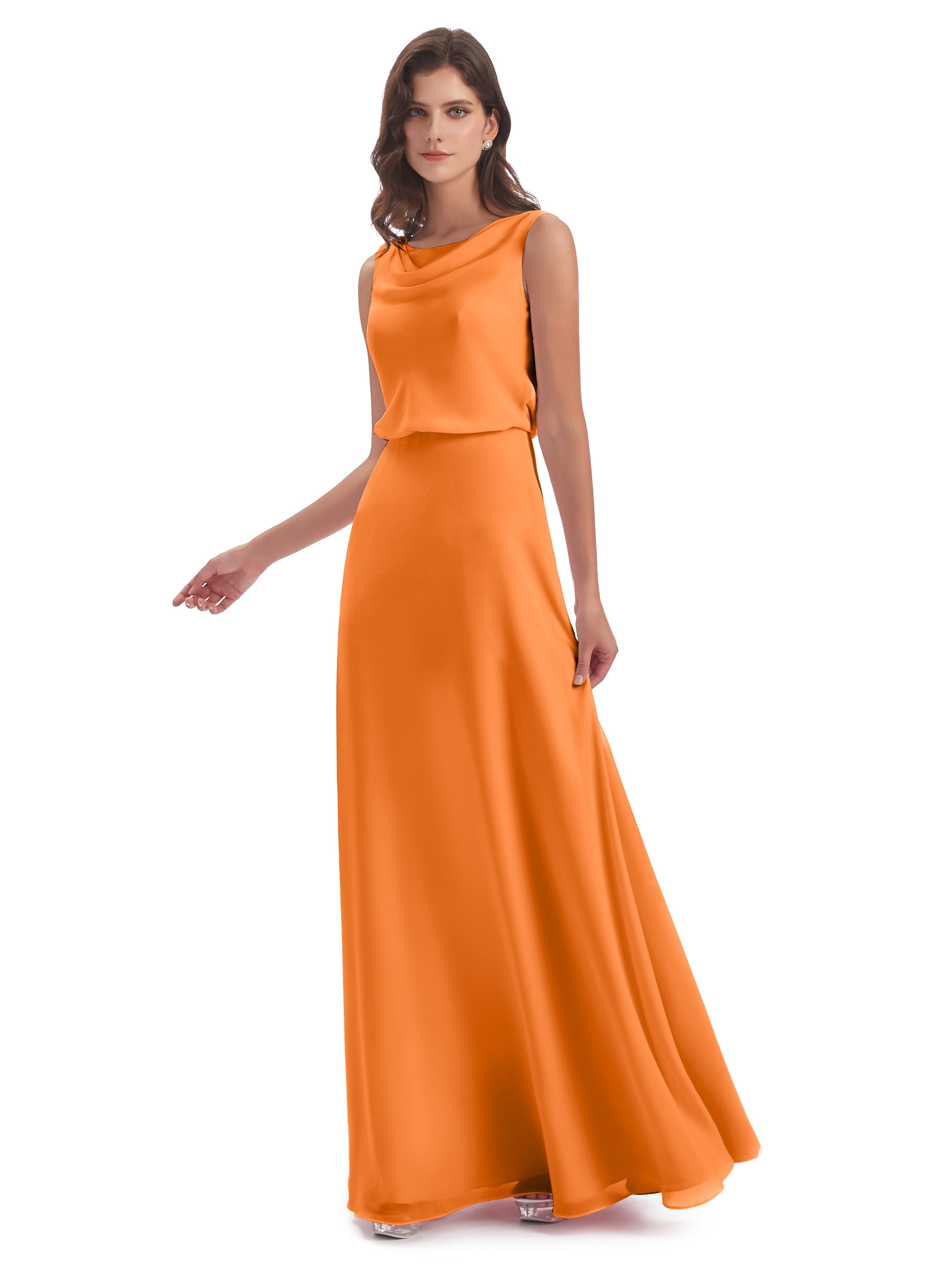 Robes De Demoiselle D'Honneur Orange Lilou Fourreau/Colonne Col Bénitier Robes Demoiselle D'Honneur