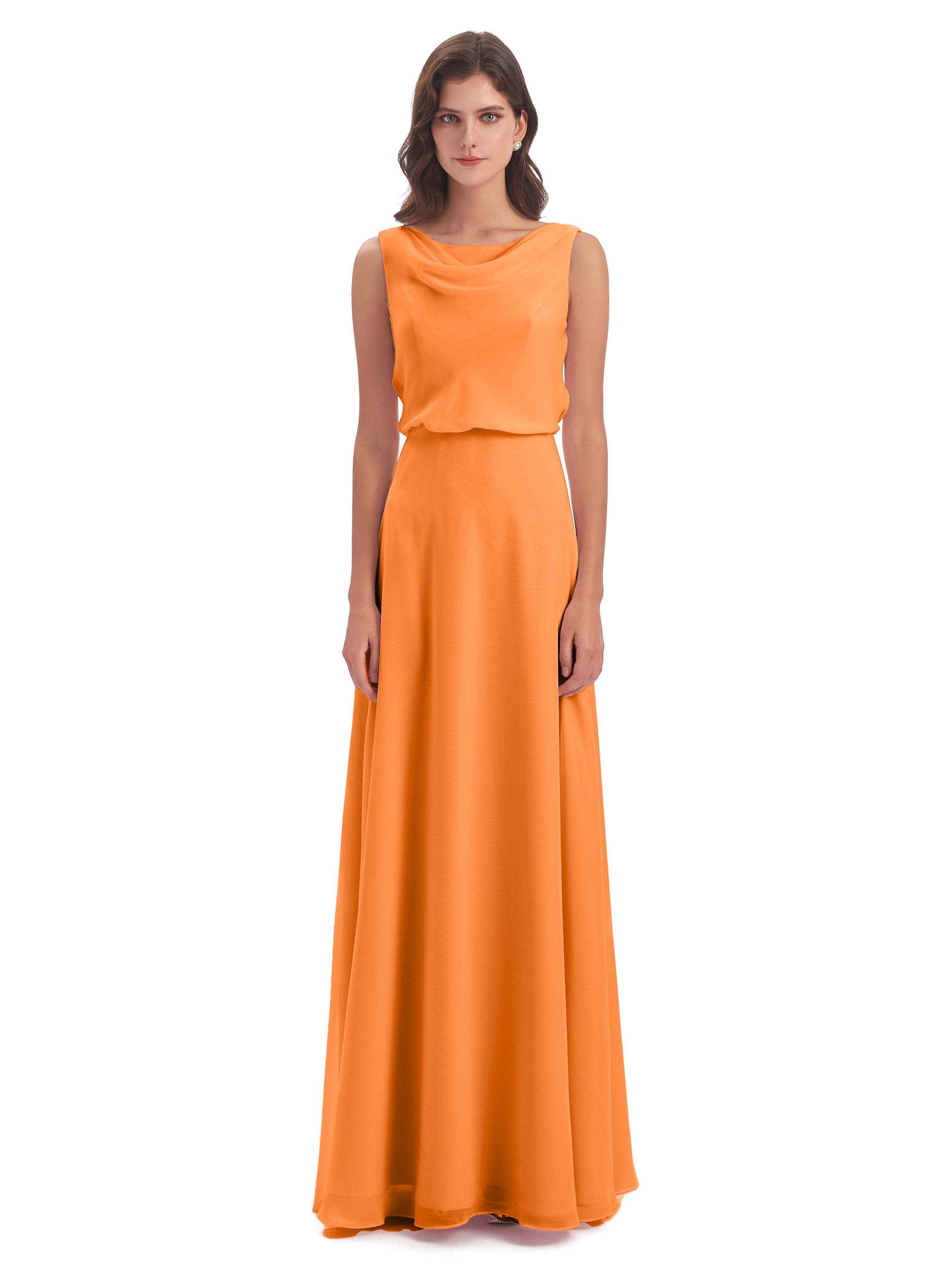 Robes De Demoiselle D'Honneur Orange Lilou Fourreau/Colonne Col Bénitier Robes Demoiselle D'Honneur