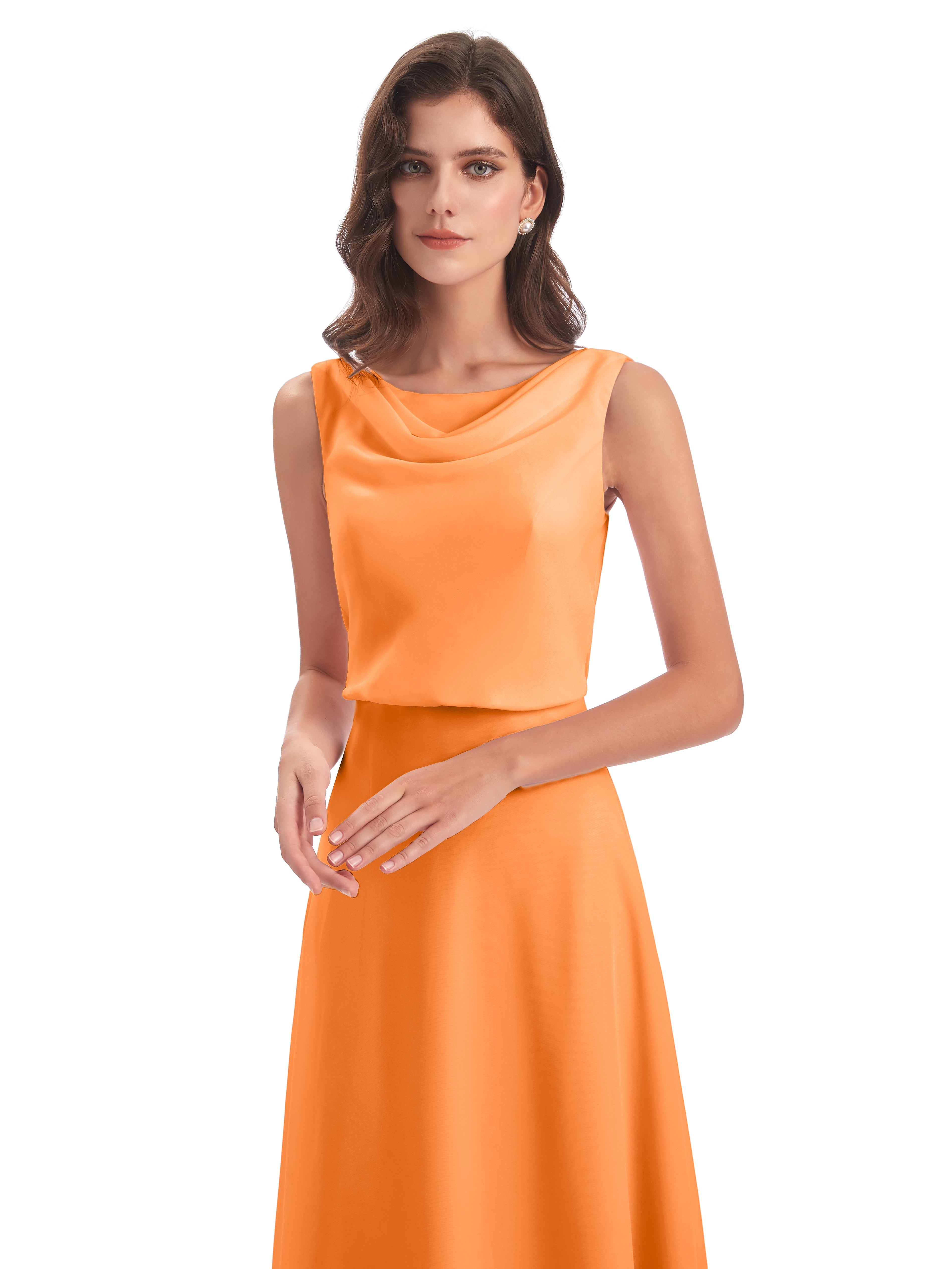 Robes De Demoiselle D'Honneur Orange Lilou Fourreau/Colonne Col Bénitier Robes Demoiselle D'Honneur