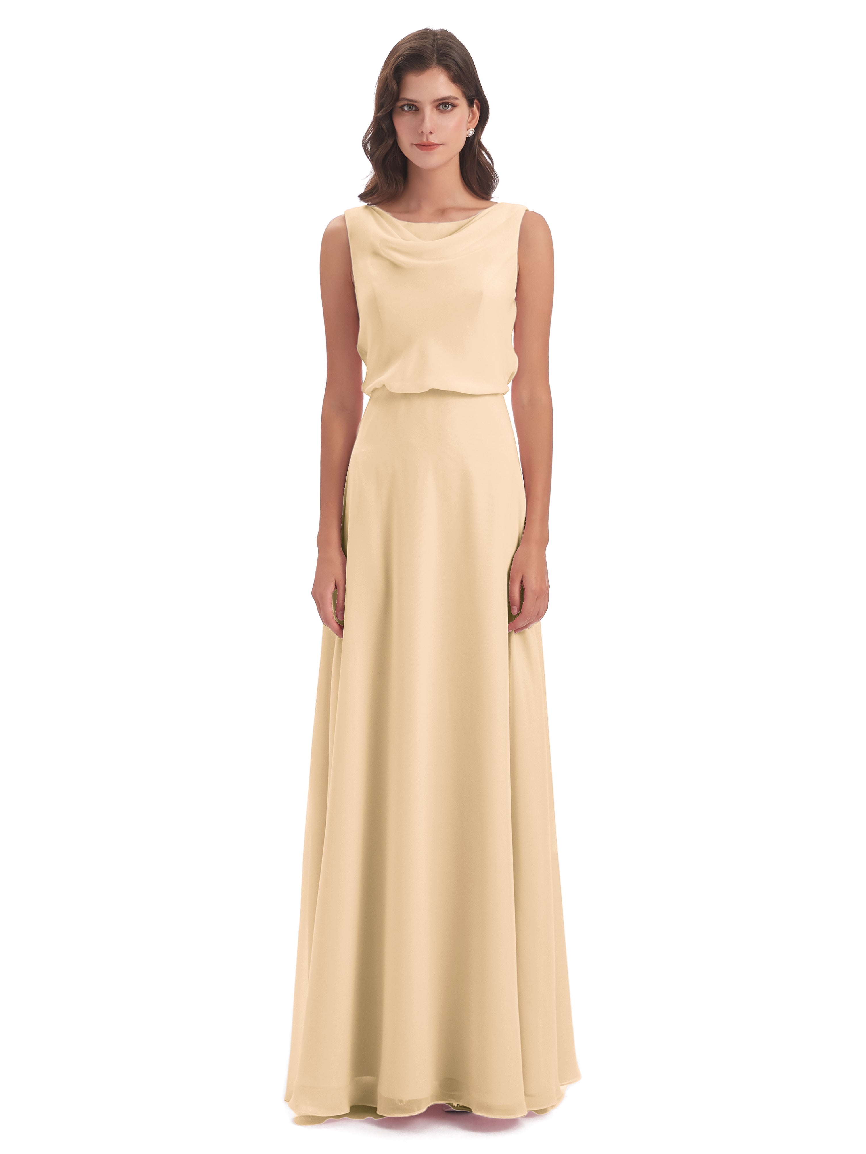 Robe De Demoiselle D Honneur Couleur Peche Lilou Fourreau/Colonne Col Bénitier Robes Demoiselle D'Honneur