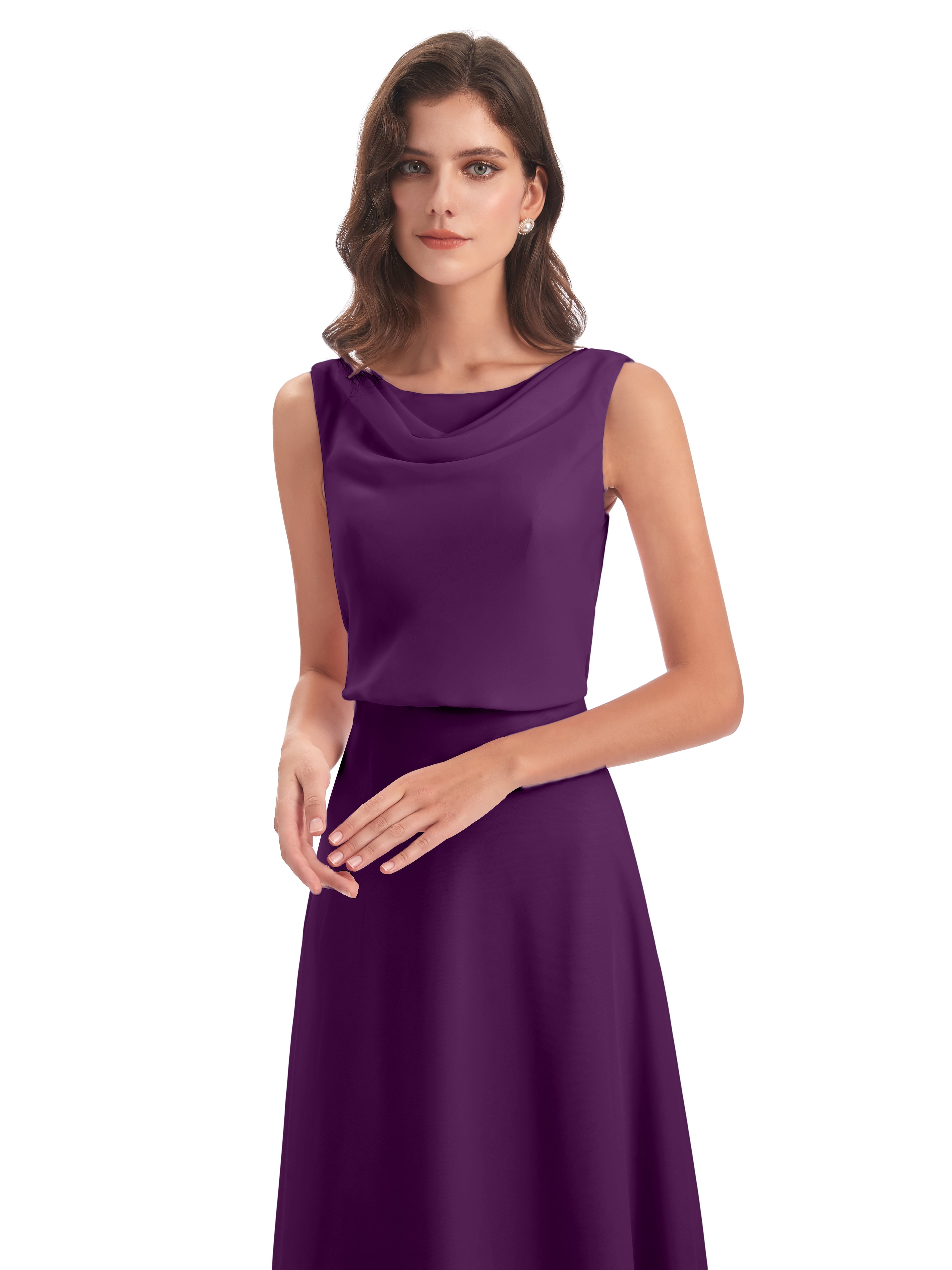 Robes De Demoiselle D'Honneur En Raisin Lilou Fourreau/Colonne Col Bénitier Robes Demoiselle D'Honneur
