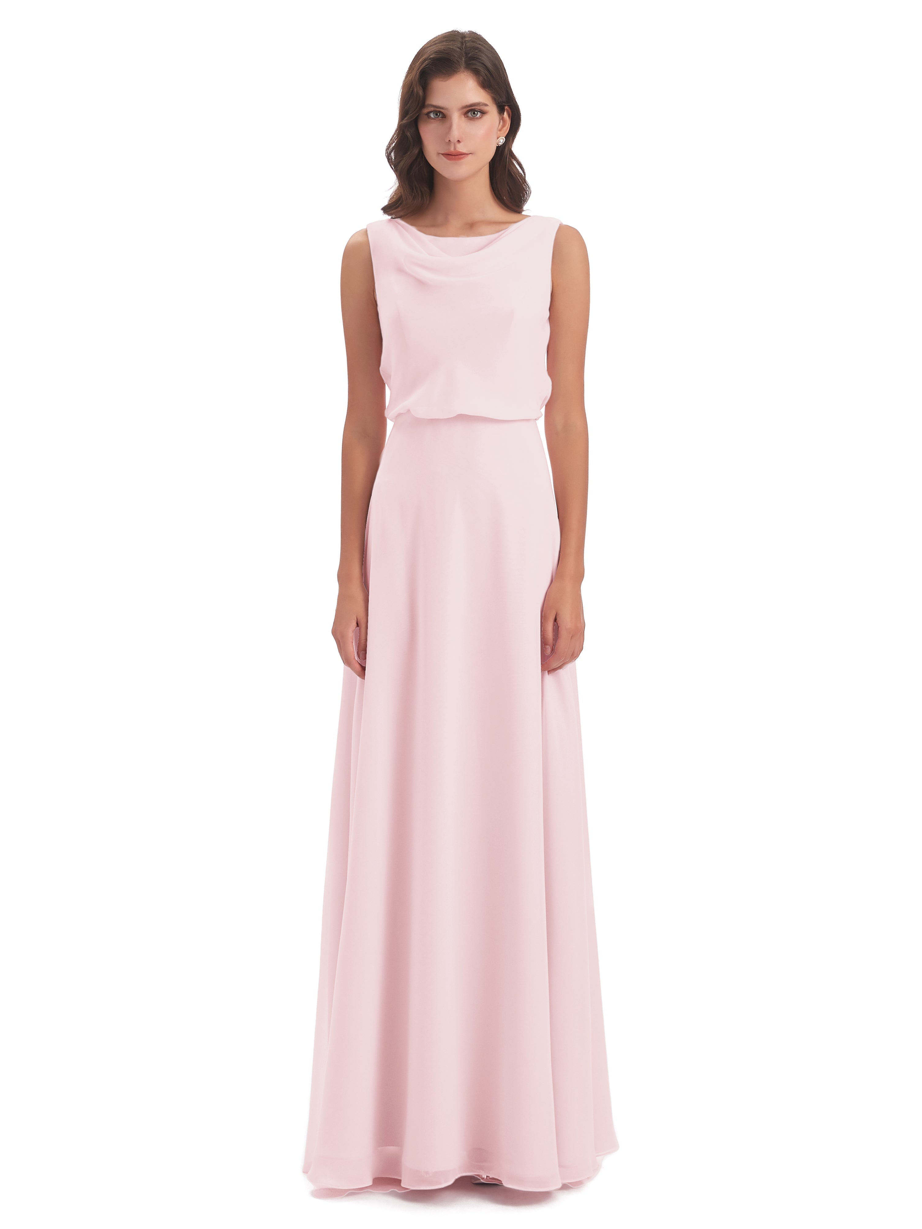Demoiselle D Honneur Robe Rose Pale Lilou Fourreau/Colonne Col Bénitier Robes Demoiselle D'Honneur