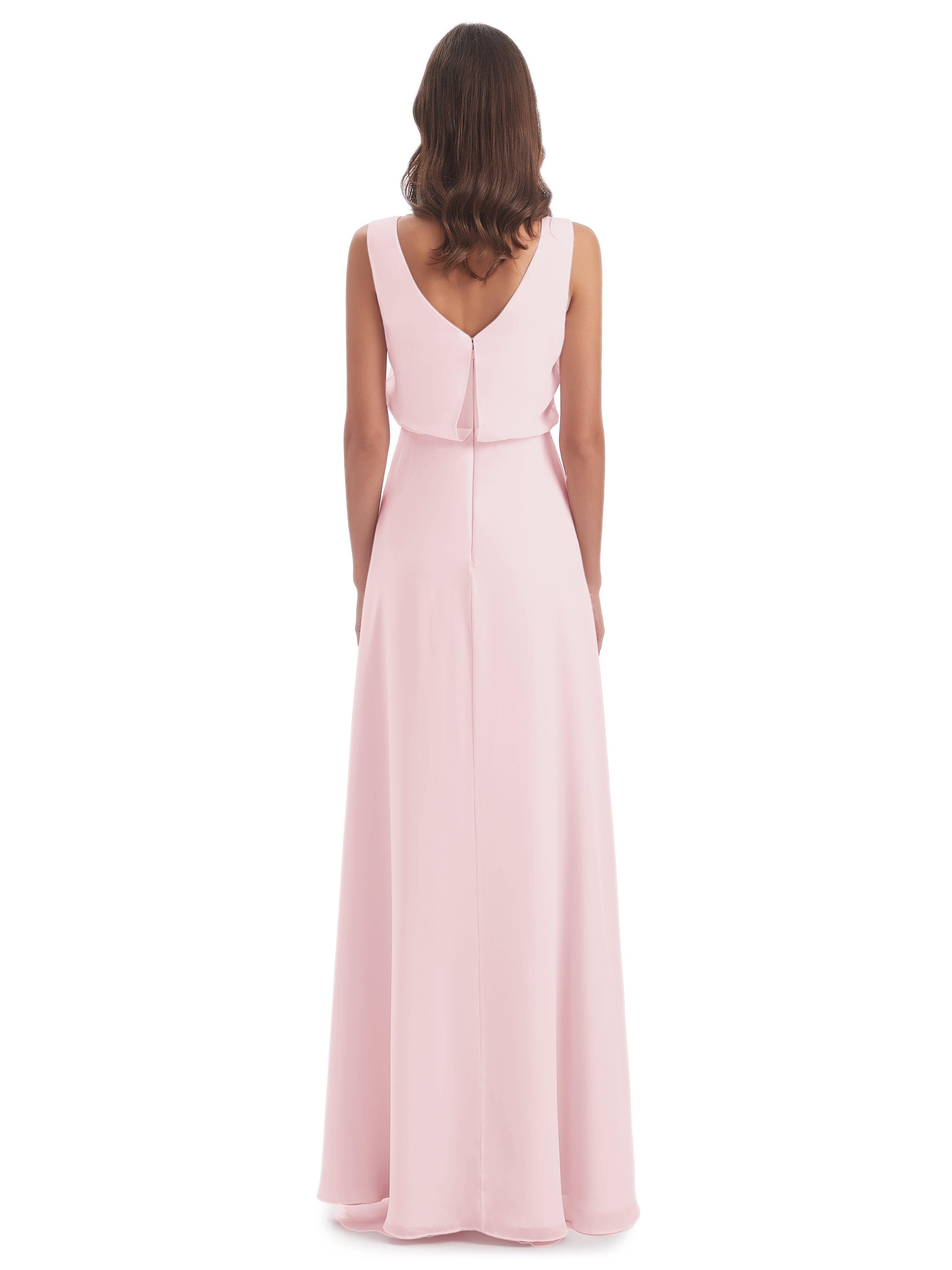 Demoiselle D Honneur Robe Rose Pale Lilou Fourreau/Colonne Col Bénitier Robes Demoiselle D'Honneur