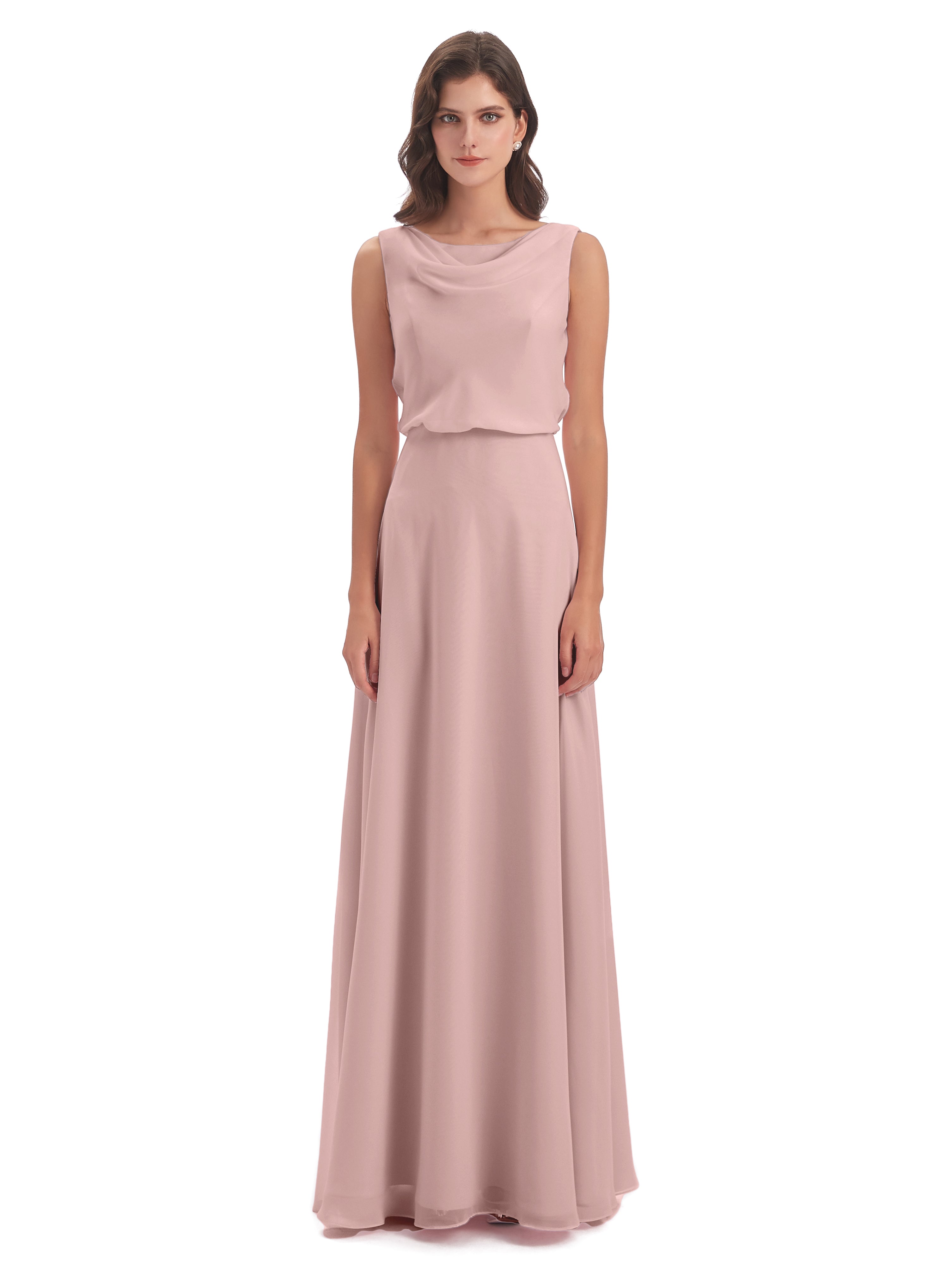 Robe Demoiselle D Honneur Rose Poudrée Lilou Fourreau/Colonne Col Bénitier Robes Demoiselle D'Honneur