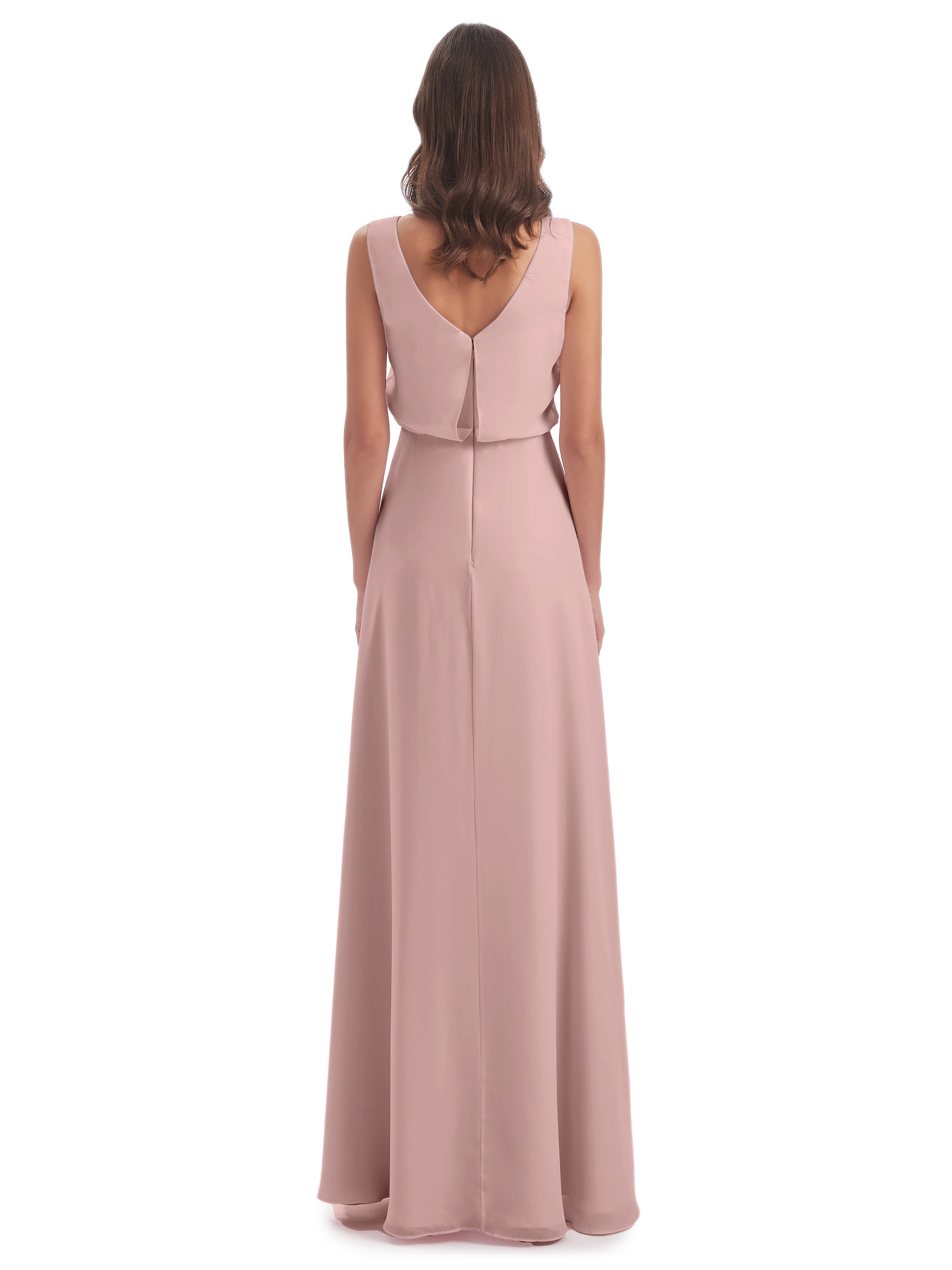 Robe Demoiselle D Honneur Rose Poudrée Lilou Fourreau/Colonne Col Bénitier Robes Demoiselle D'Honneur