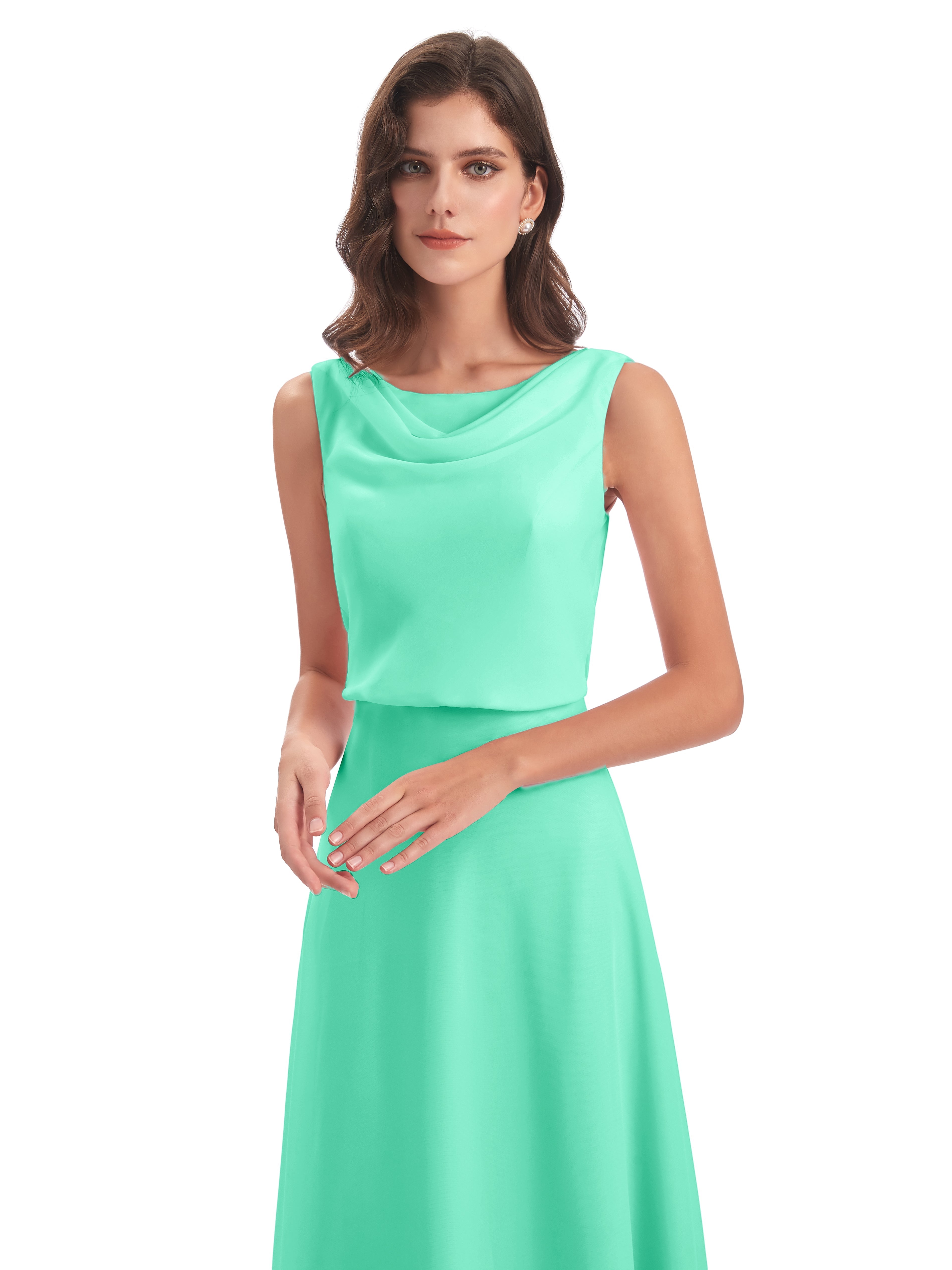 Demoiselle Dhonneur Robe Turquoise Lilou Fourreau/Colonne Col Bénitier Robes Demoiselle D'Honneur
