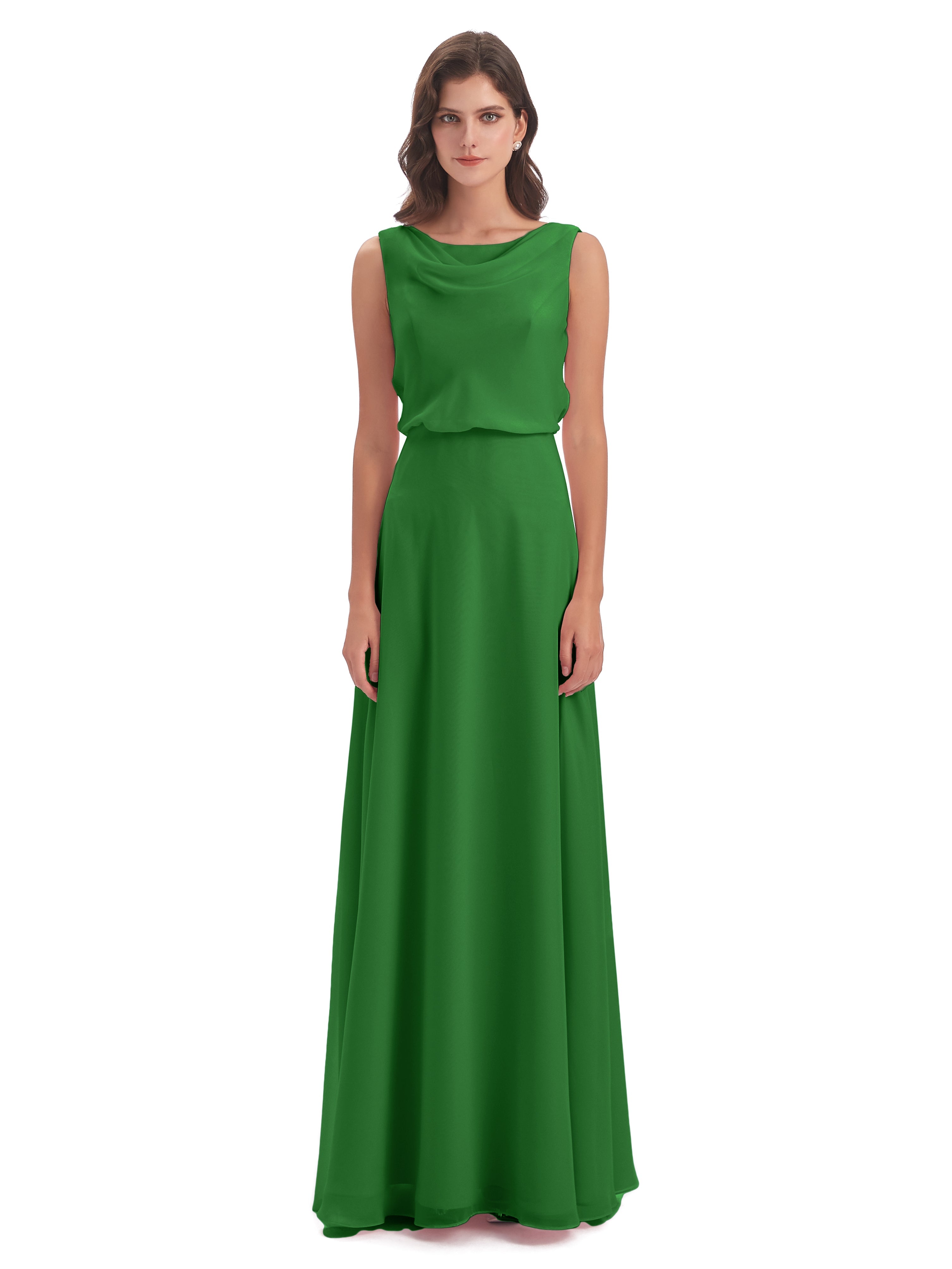 Robe De Demoiselle D Honneur Verte Lilou Fourreau/Colonne Col Bénitier Robes Demoiselle D'Honneur