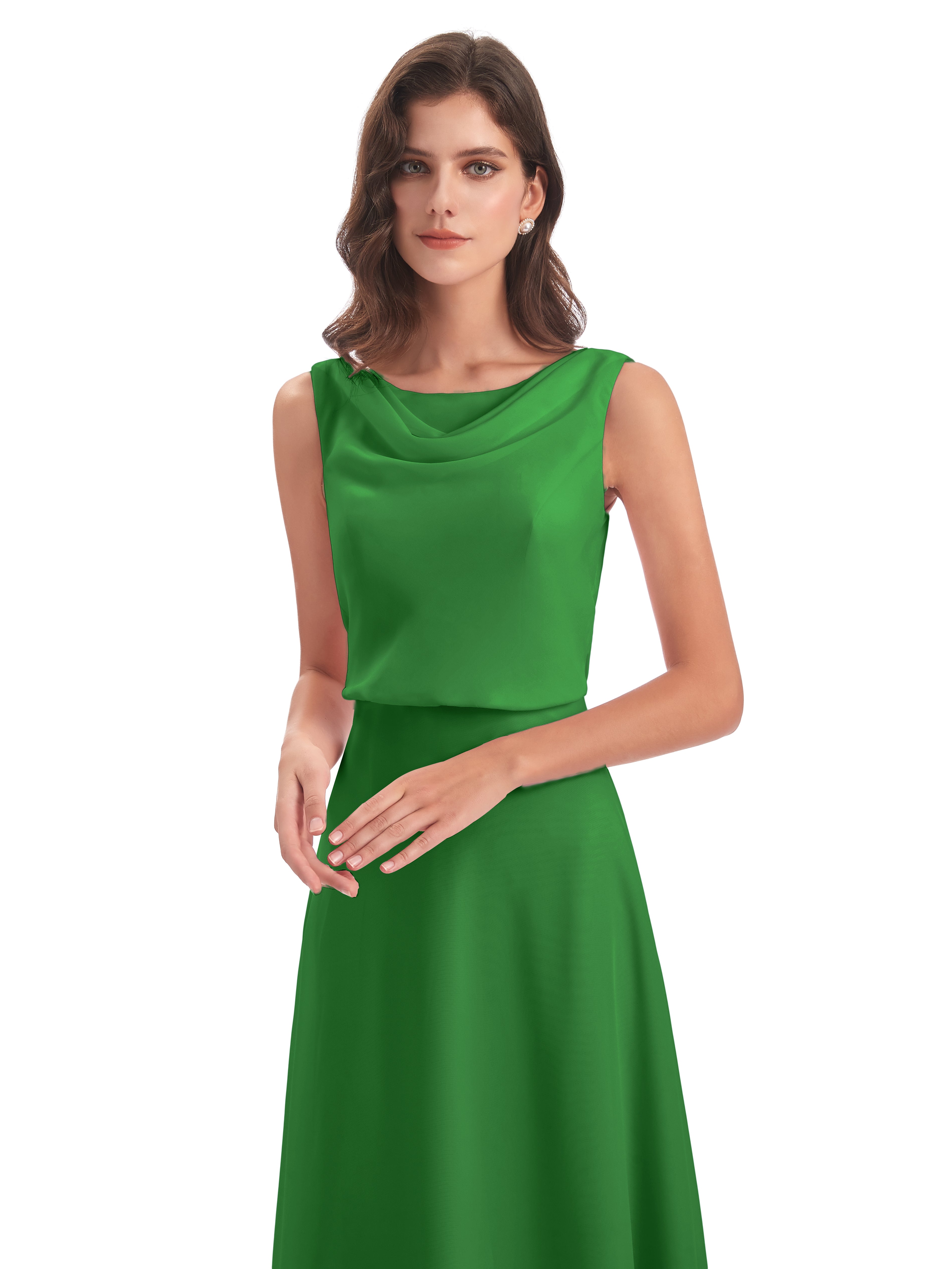 Robe De Demoiselle D Honneur Verte Lilou Fourreau/Colonne Col Bénitier Robes Demoiselle D'Honneur