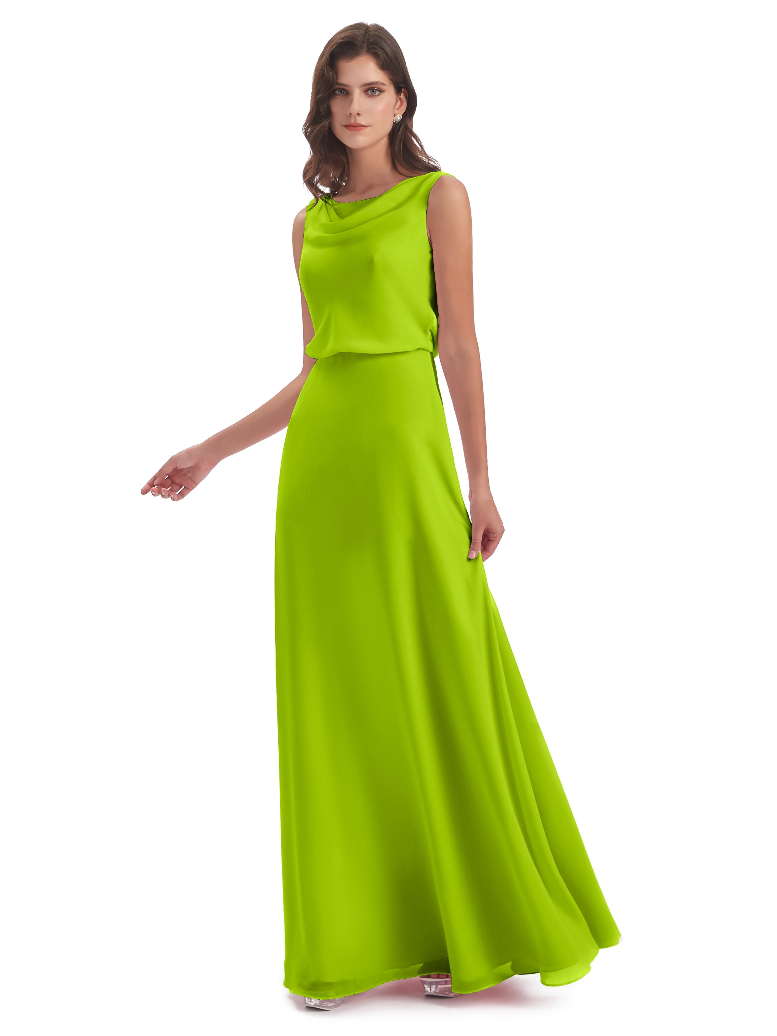 Robes De Demoiselle D'Honneur Vert Citron Lilou Fourreau/Colonne Col Bénitier Robes Demoiselle D'Honneur