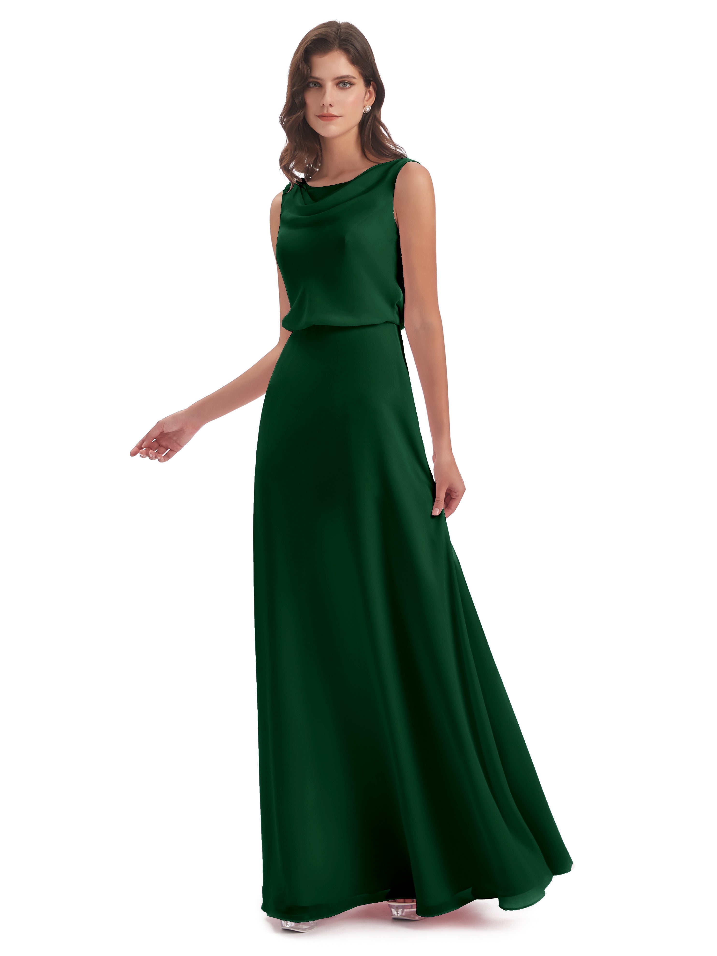 Robes De Demoiselle D'Honneur Vert Foncé Lilou Fourreau/Colonne Col Bénitier Robes Demoiselle D'Honneur