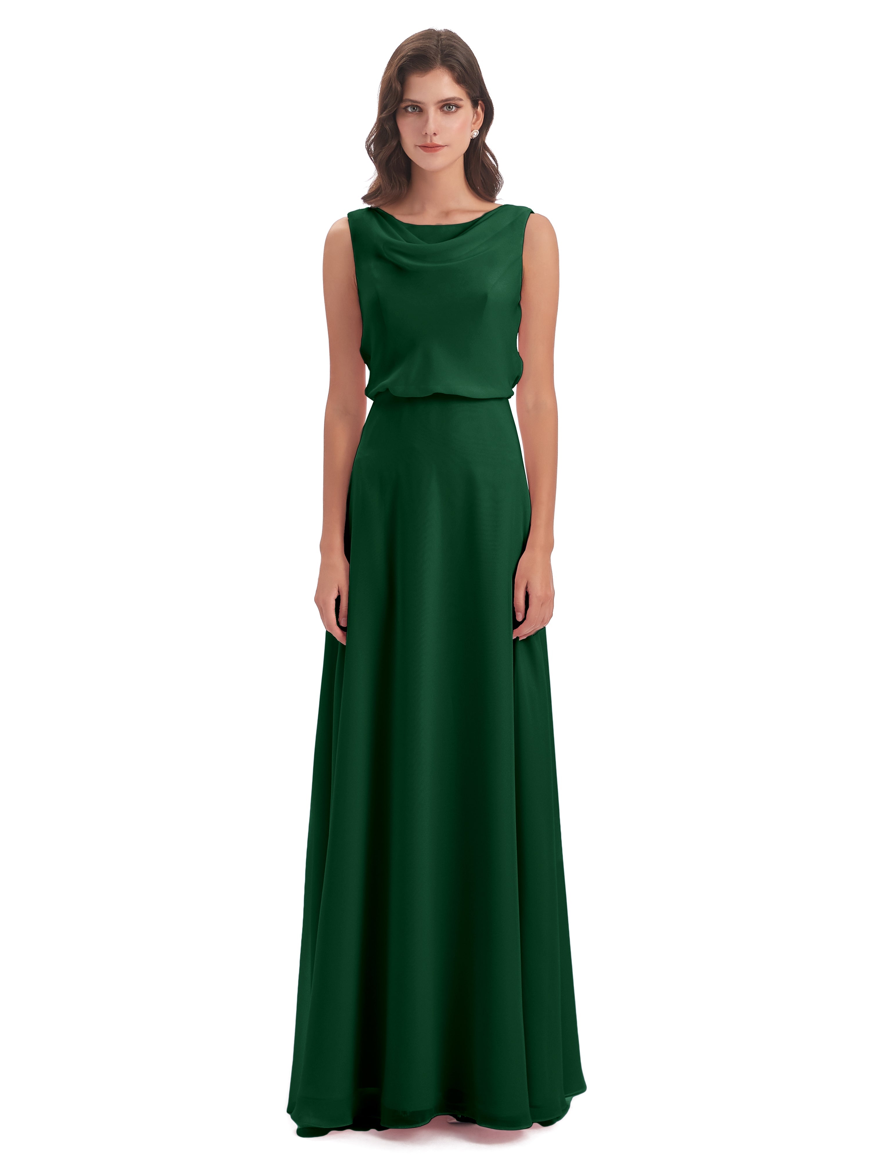 Robes De Demoiselle D'Honneur Vert Foncé Lilou Fourreau/Colonne Col Bénitier Robes Demoiselle D'Honneur