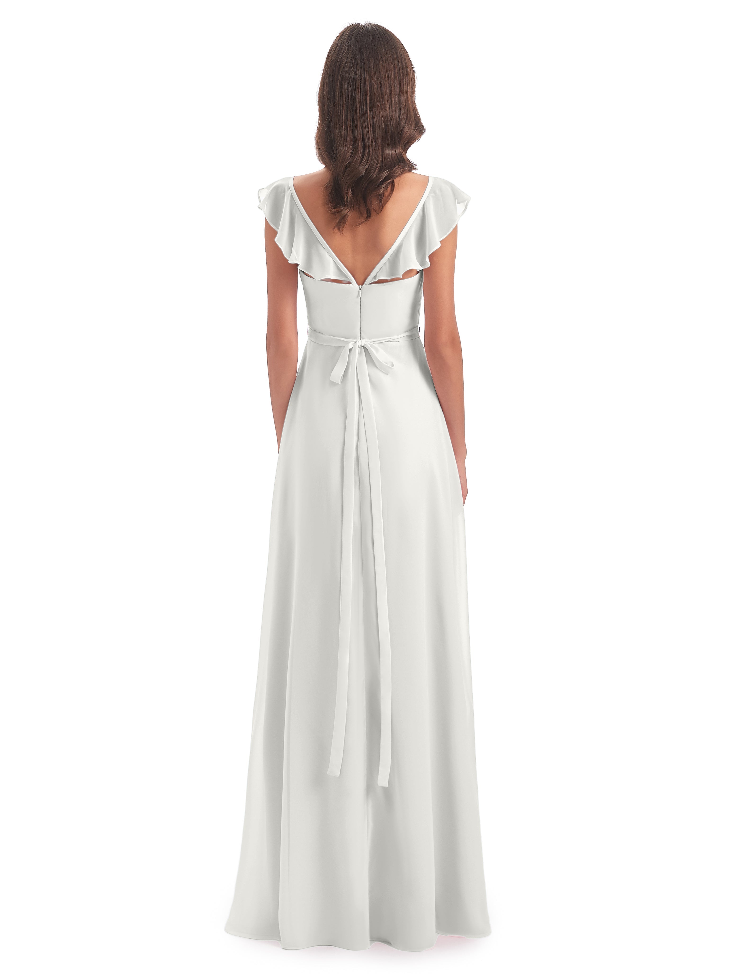 Robe De Demoiselle D Honneur Ivoire Fourreau/Colonne Mancherons Fendue Devant Robes Demoiselle D'Honneur