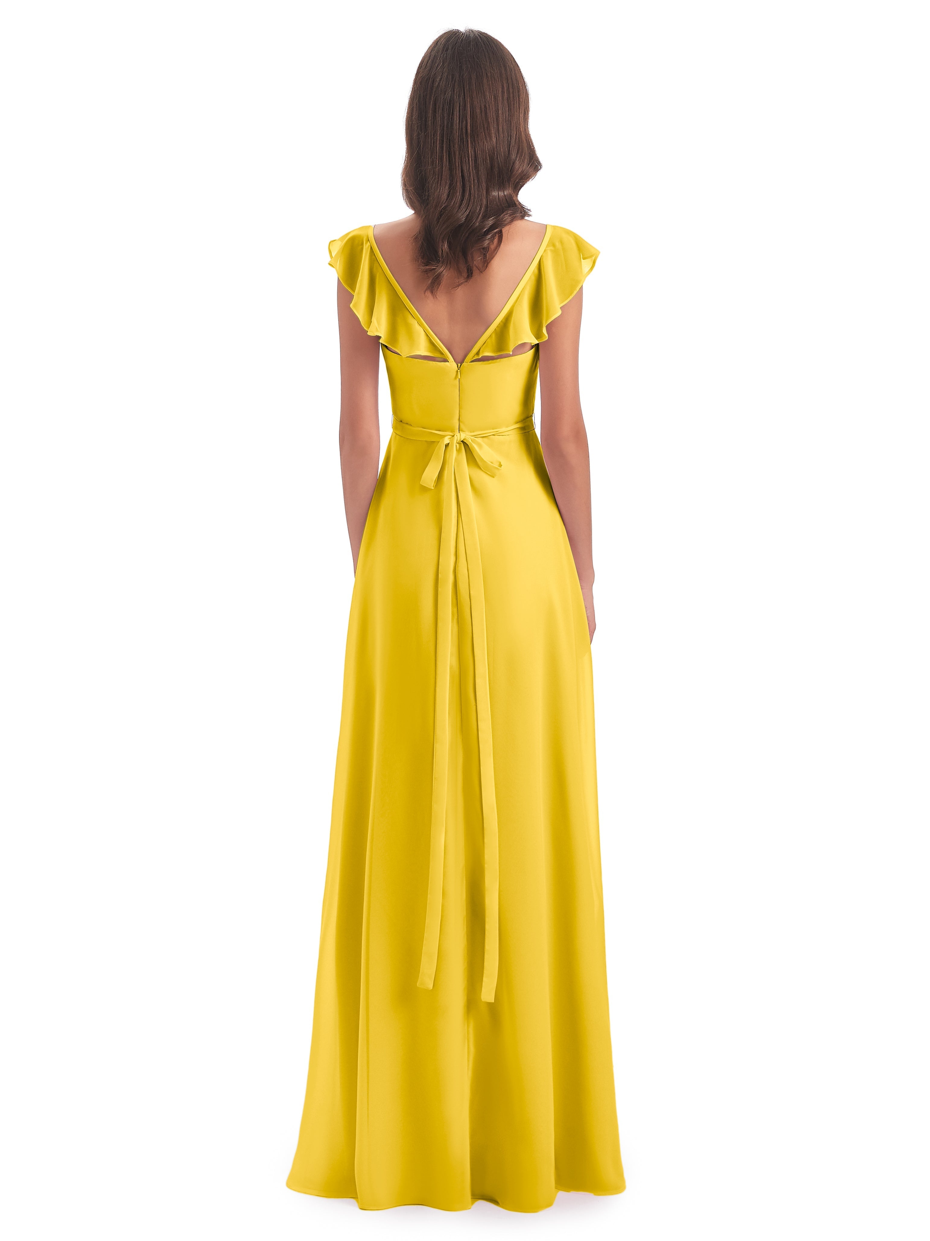 Robe De Demoiselle D'Honneur Souci Fourreau/Colonne Mancherons Fendue Devant Robes Demoiselle D'Honneur