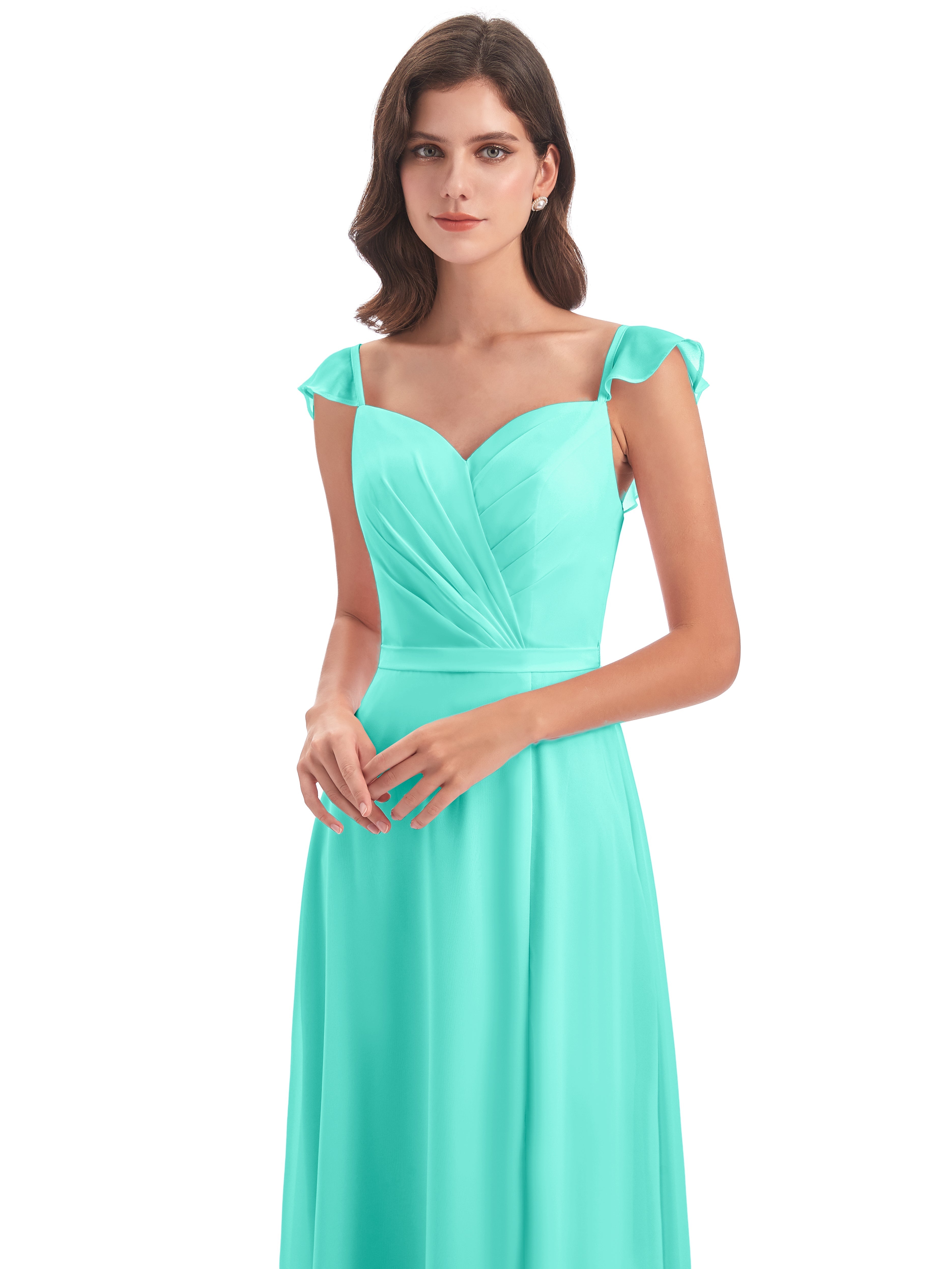 Robes De Demoiselle D'Honneur Spa Fourreau/Colonne Mancherons Fendue Devant Robes Demoiselle D'Honneur