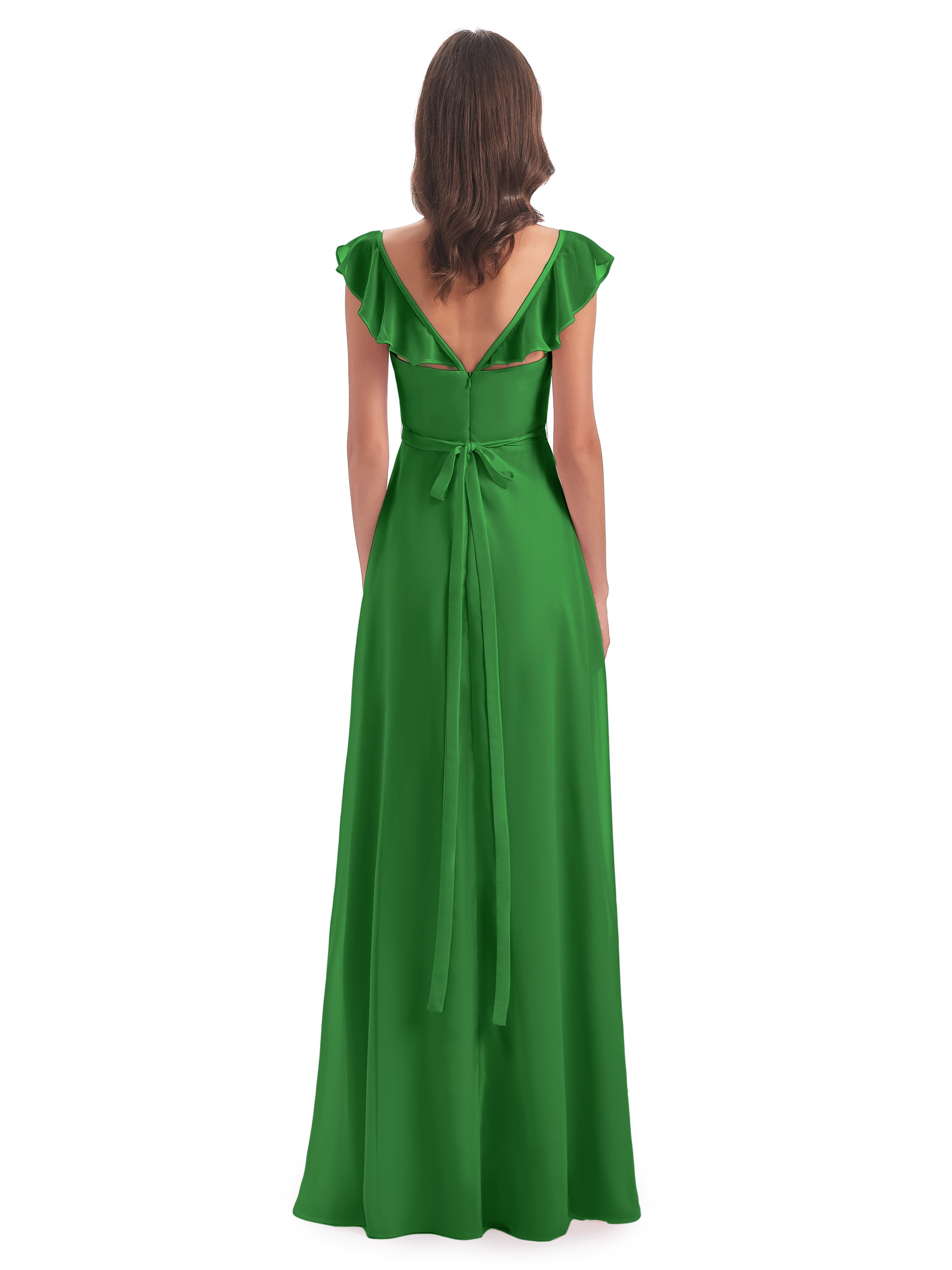 Robe Demoiselle Dhonneur Vert Fourreau/Colonne Mancherons Fendue Devant Robes Demoiselle D'Honneur