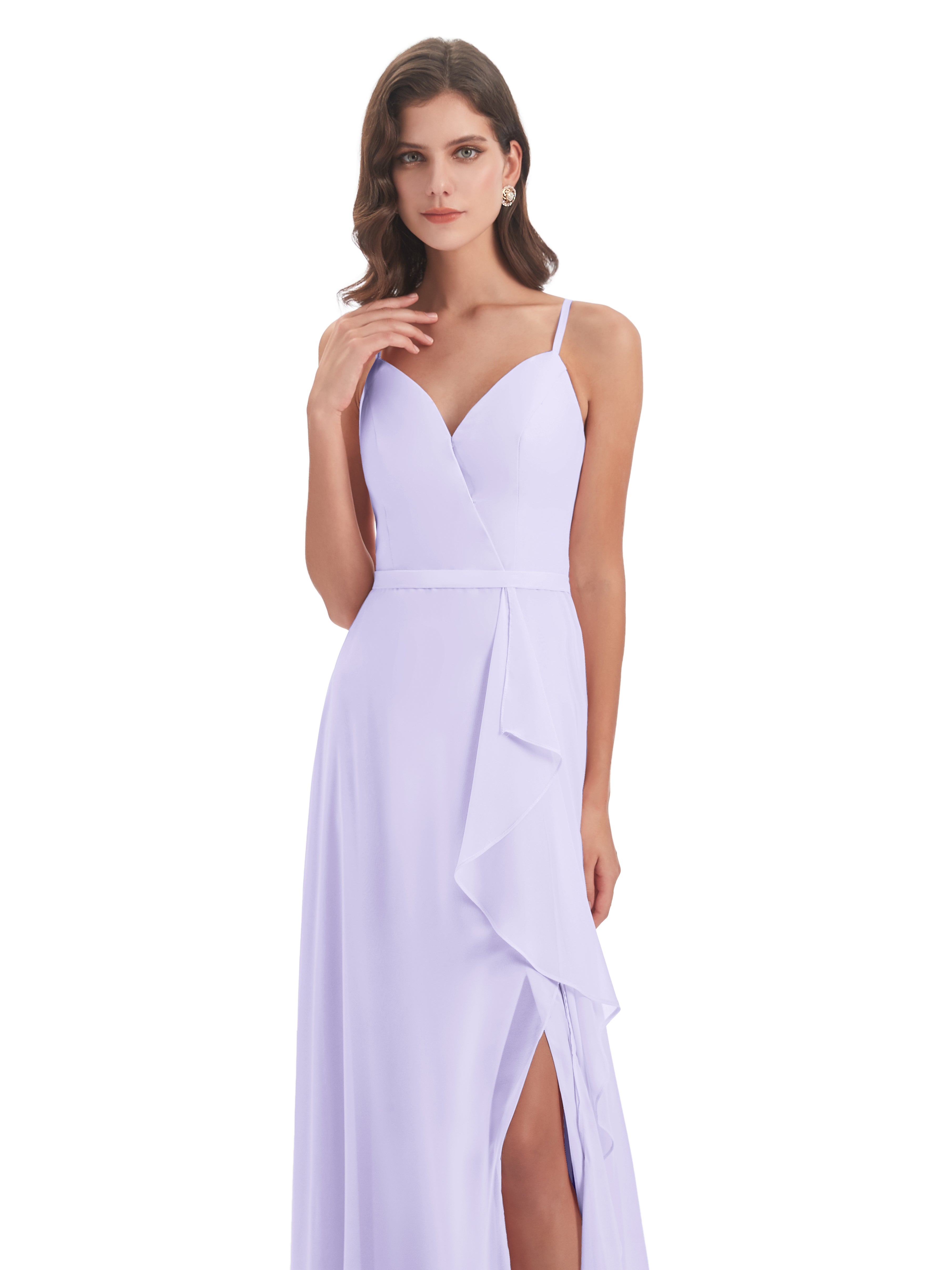Robes De Demoiselle D'Honneur Lilas Fendue Devant Robes Demoiselle D'Honneur À Volants
