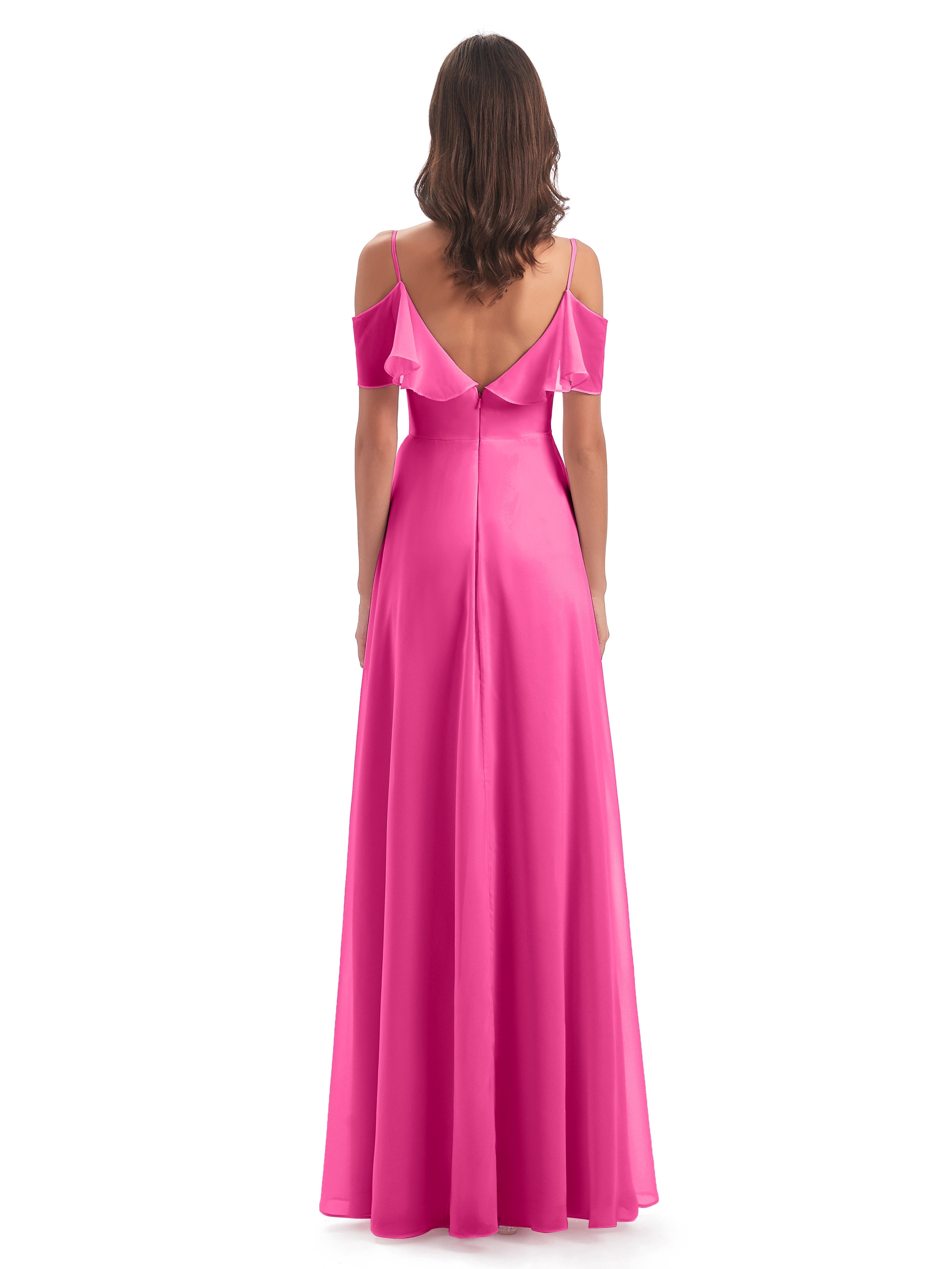 Robe Demoiselle D Honneur Azalée Trapèze Bretelles Spaghetti Longue Robes Demoiselle D'Honneur