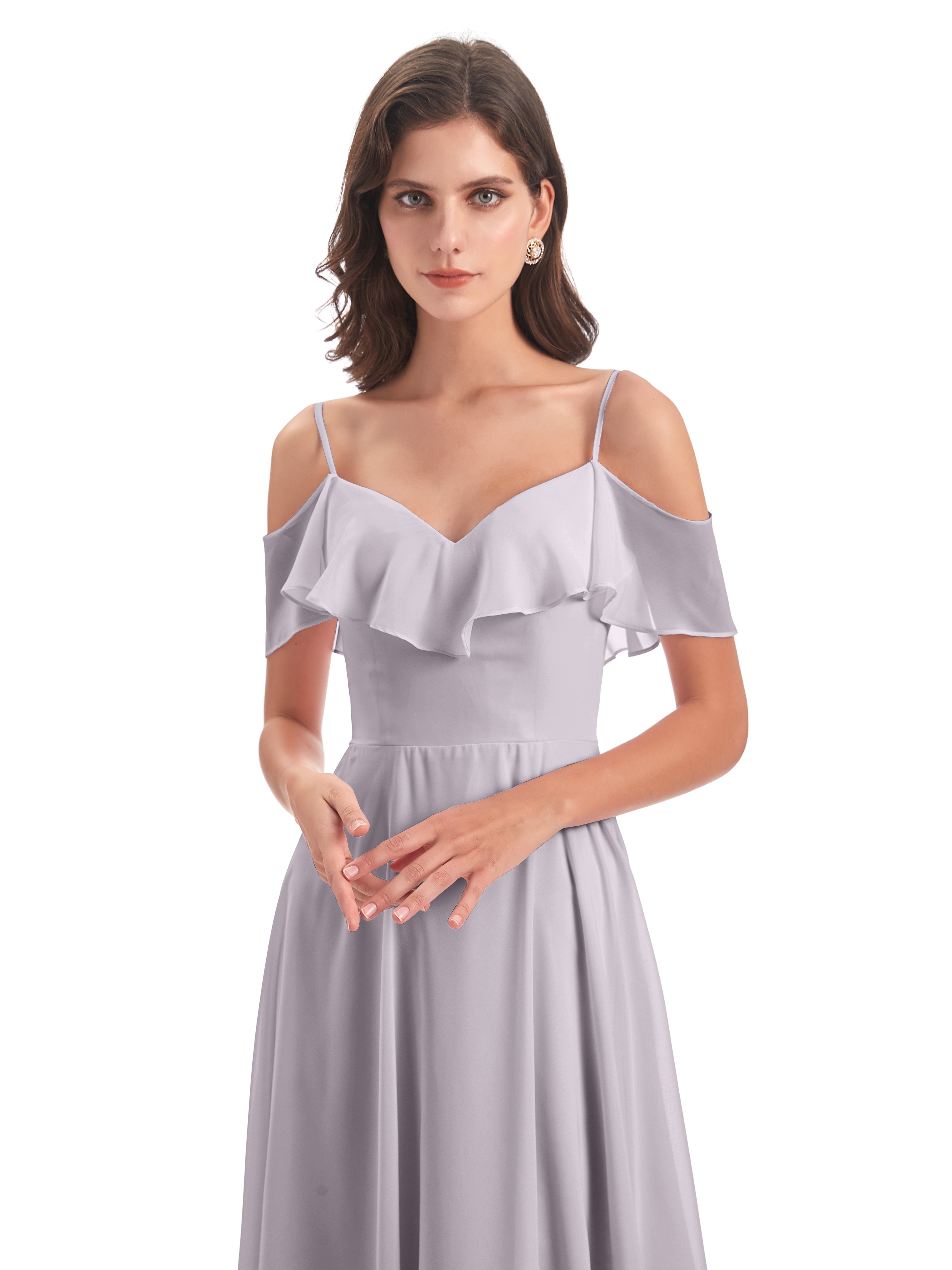 Robes De Demoiselle D'Honneur Crépuscule Trapèze Bretelles Spaghetti Longue Robes Demoiselle D'Honneur